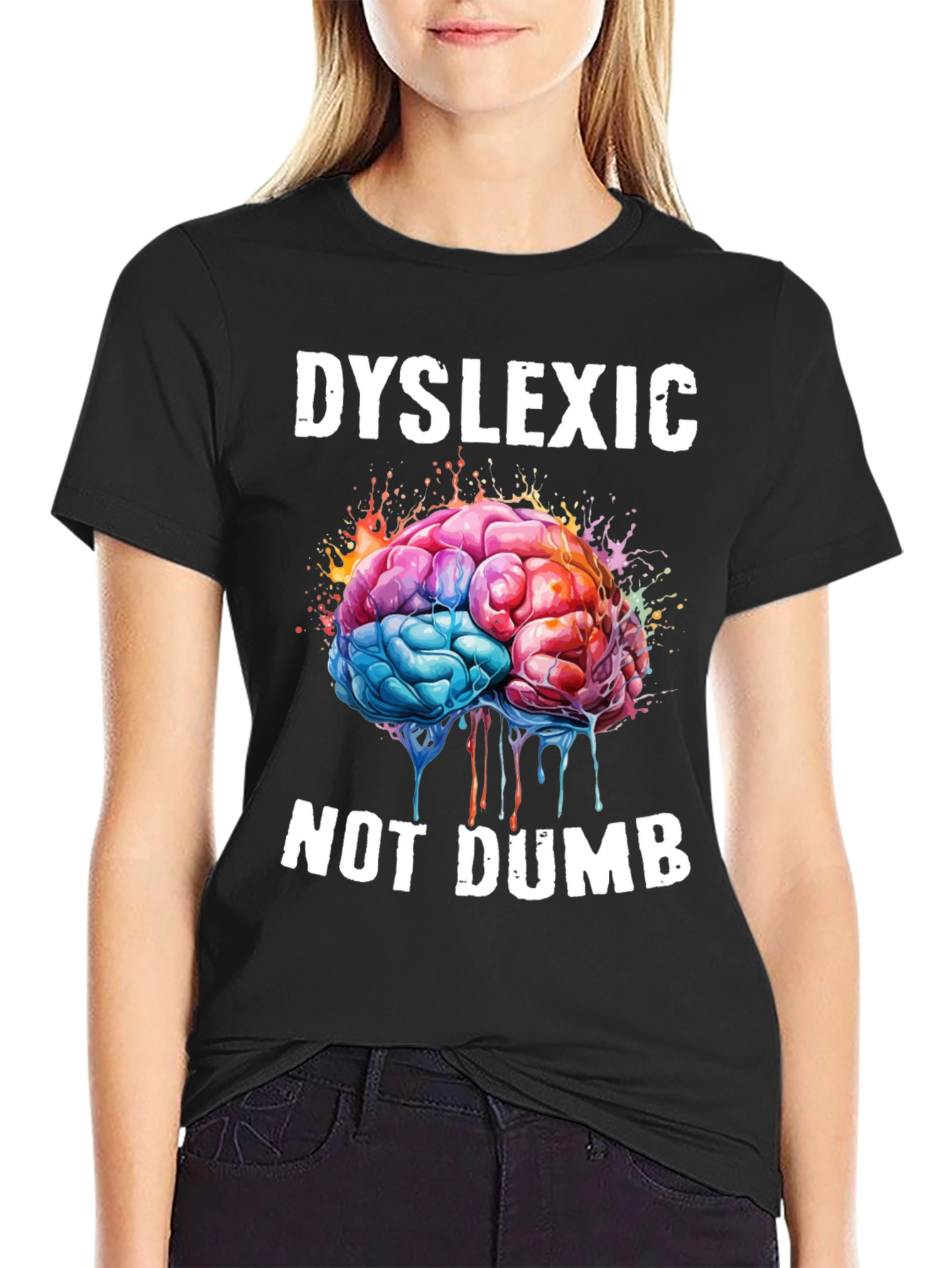 Dyslexic Not Dumb T-Shirt - Brain Graphic Tee