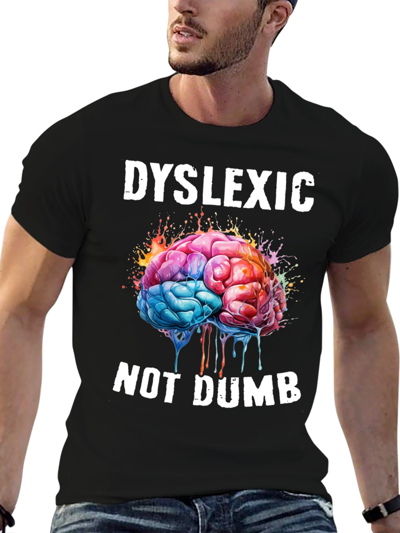 Dyslexic Not Dumb T-Shirt - Brain Graphic Tee