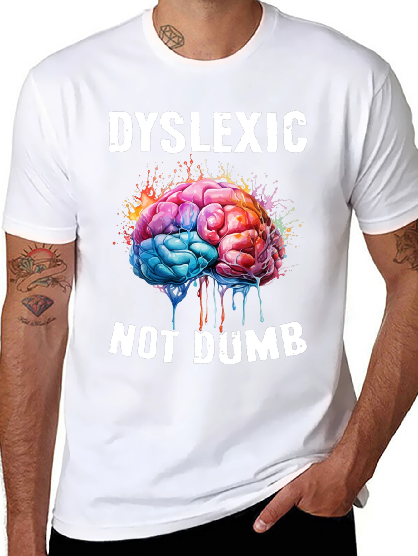 Dyslexic Not Dumb T-Shirt - Brain Graphic Tee