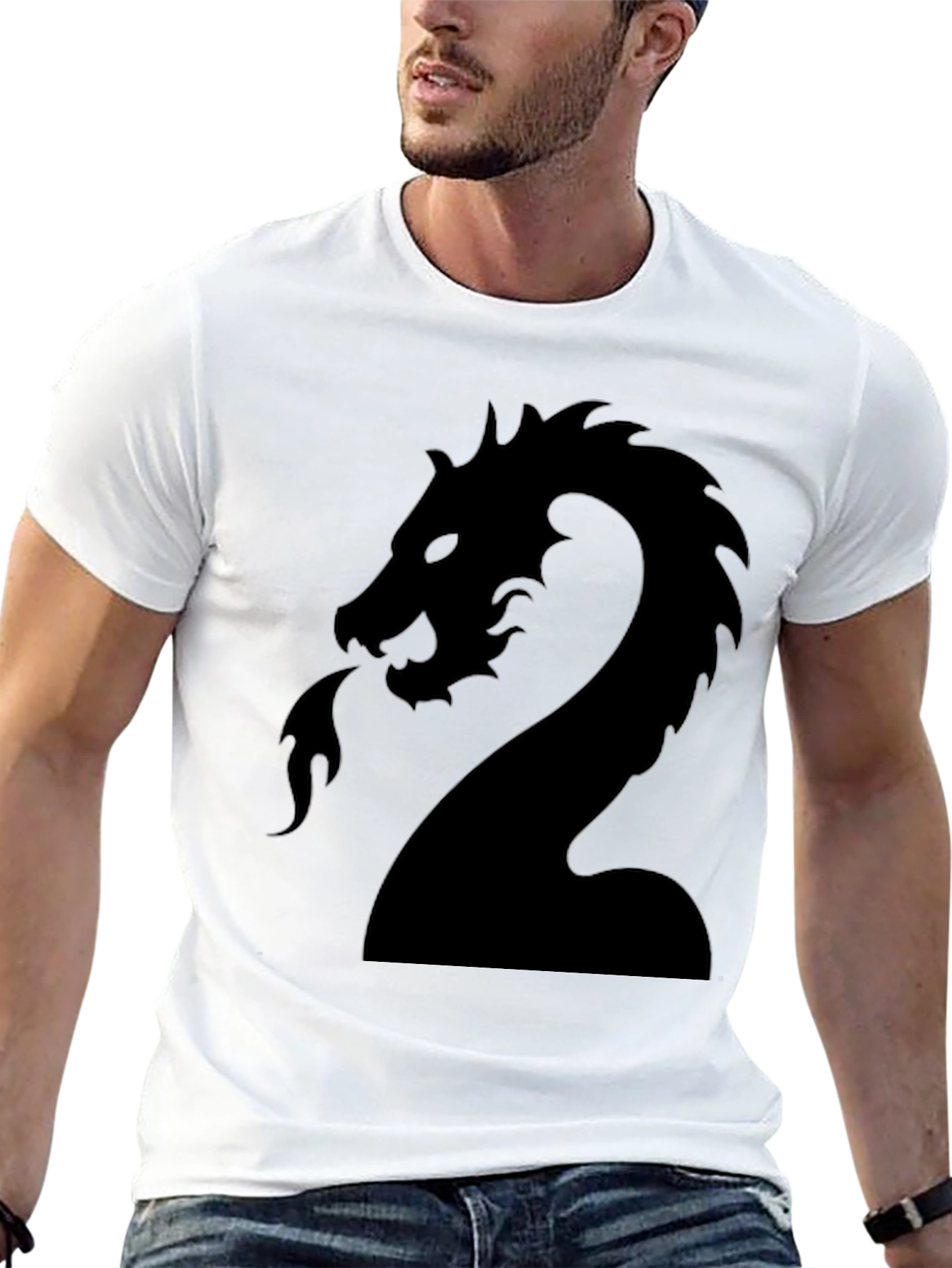 Dragon Graphic Print Black T-Shirt