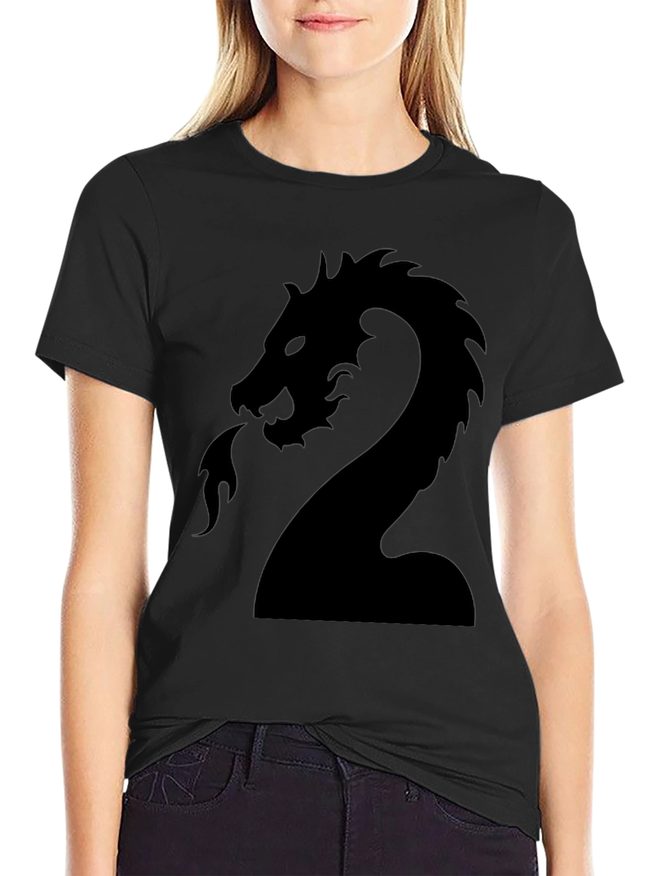 Dragon Graphic Print Black T-Shirt