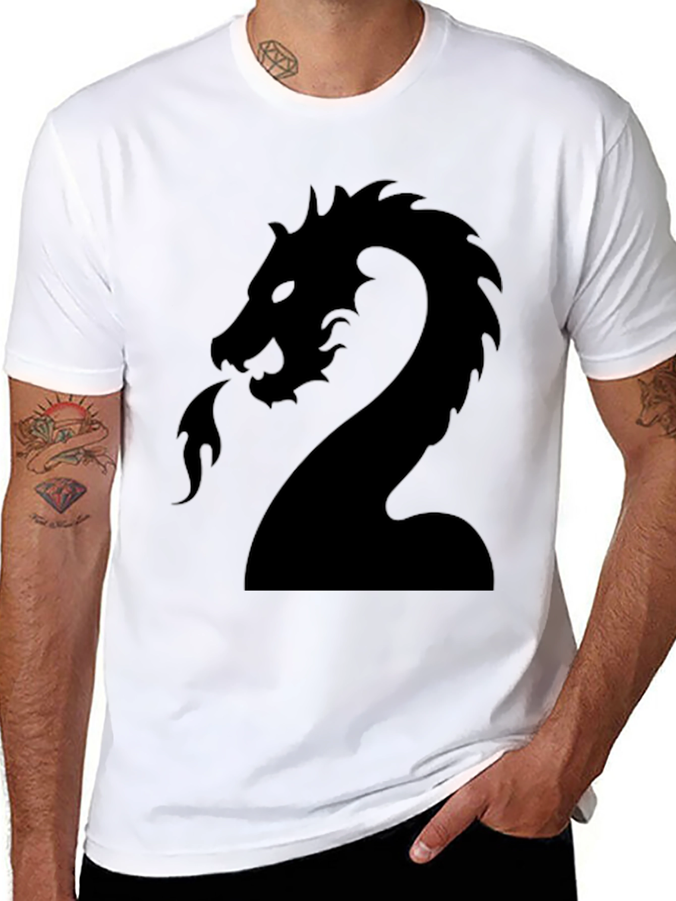 Dragon Graphic Print Black T-Shirt