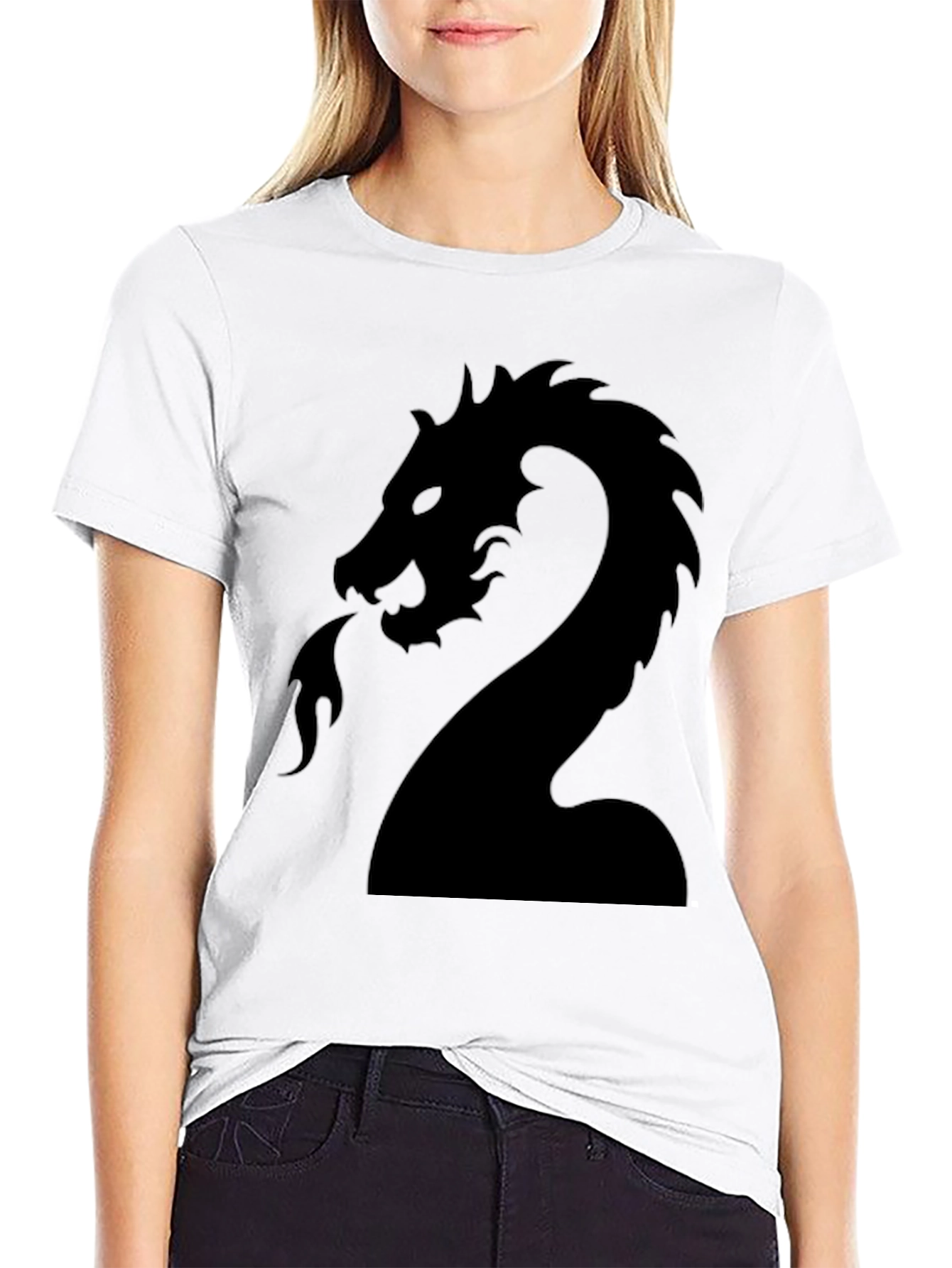 Dragon Graphic Print Black T-Shirt