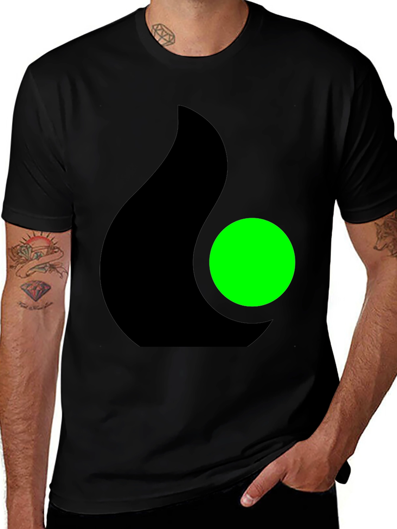 Modern Black T-Shirt with Abstract Graphic Design