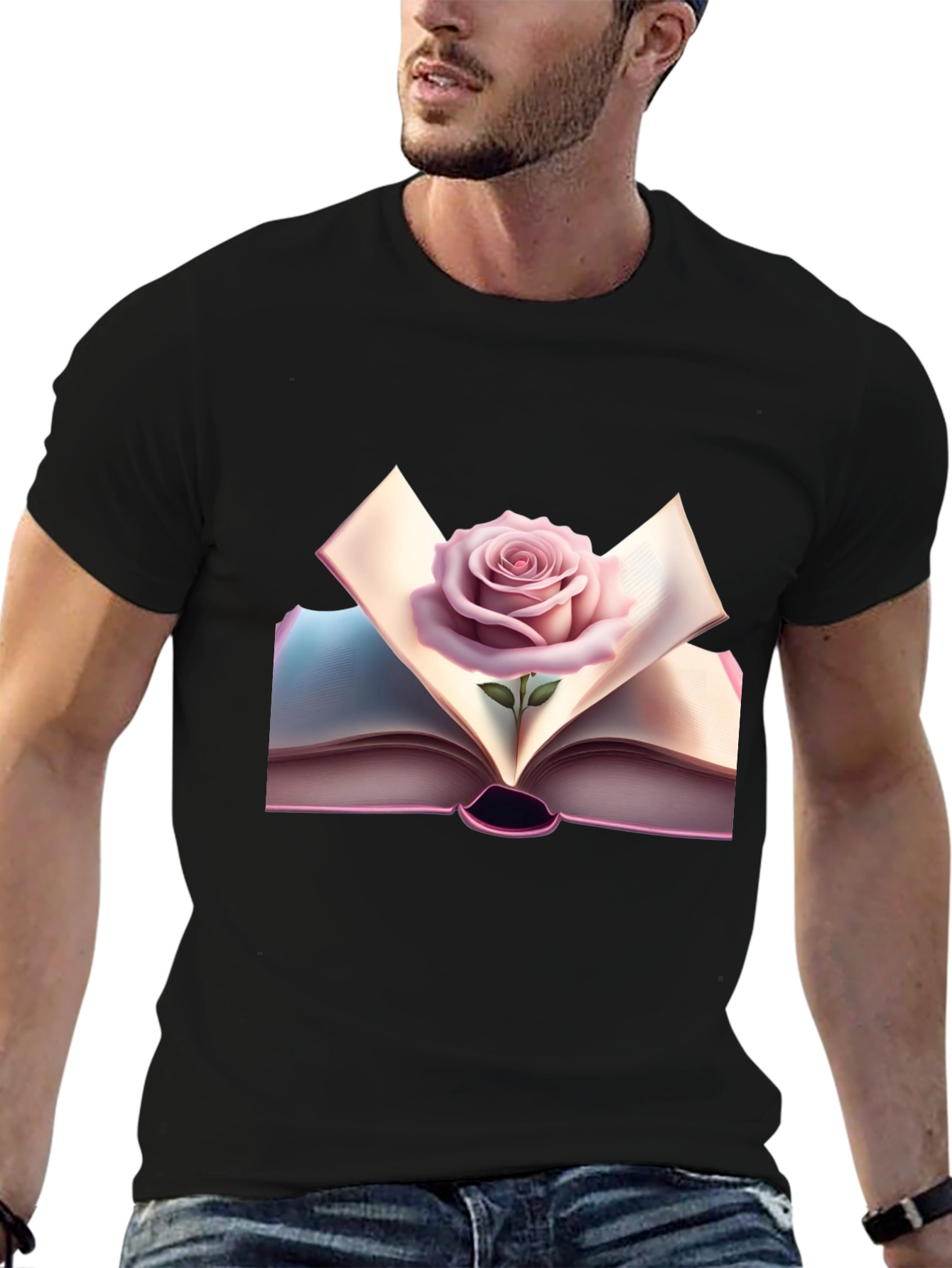 Rose Book Graphic Tee - Stylish & Unique
