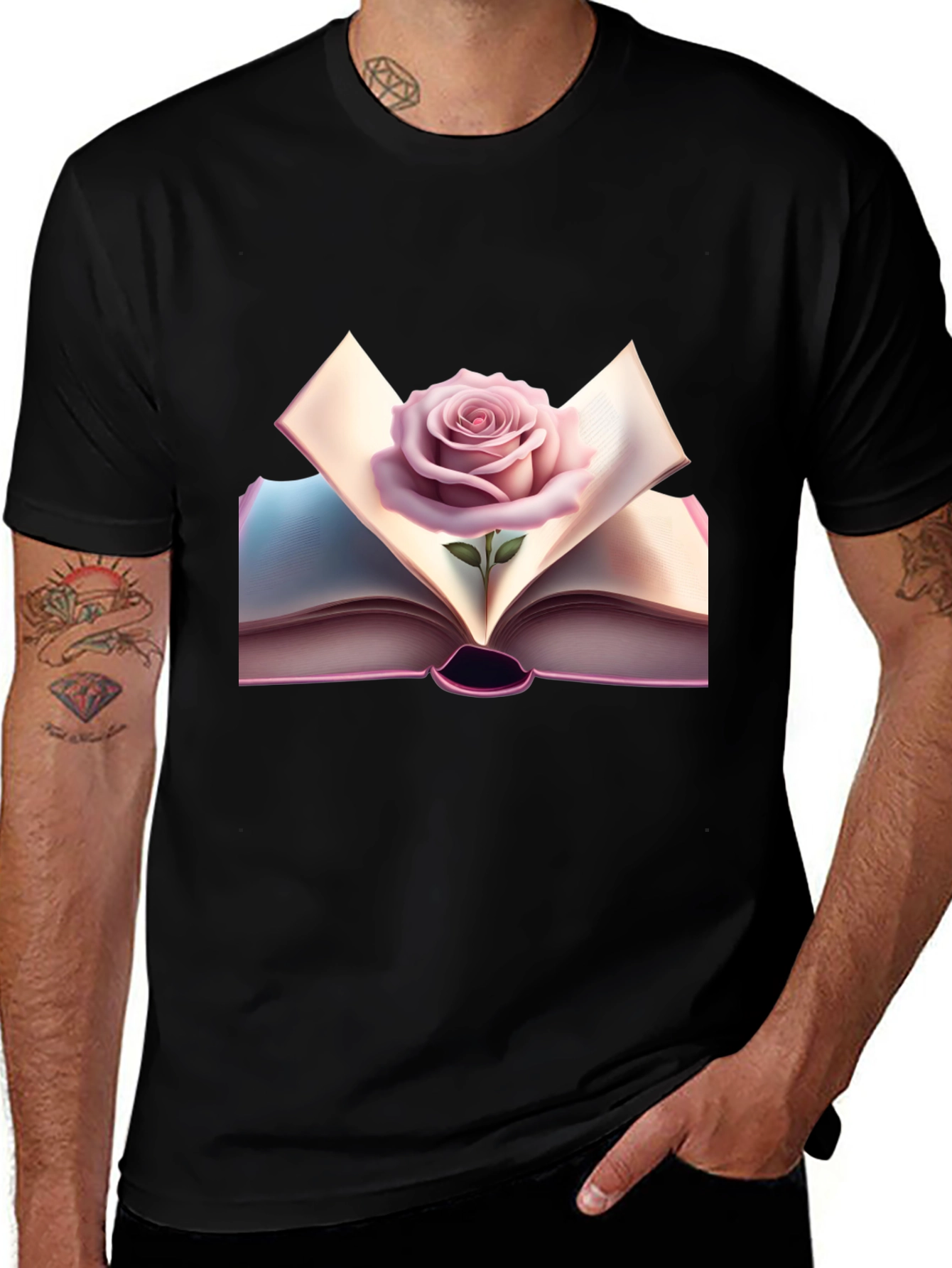 Rose Book Graphic Tee - Stylish & Unique