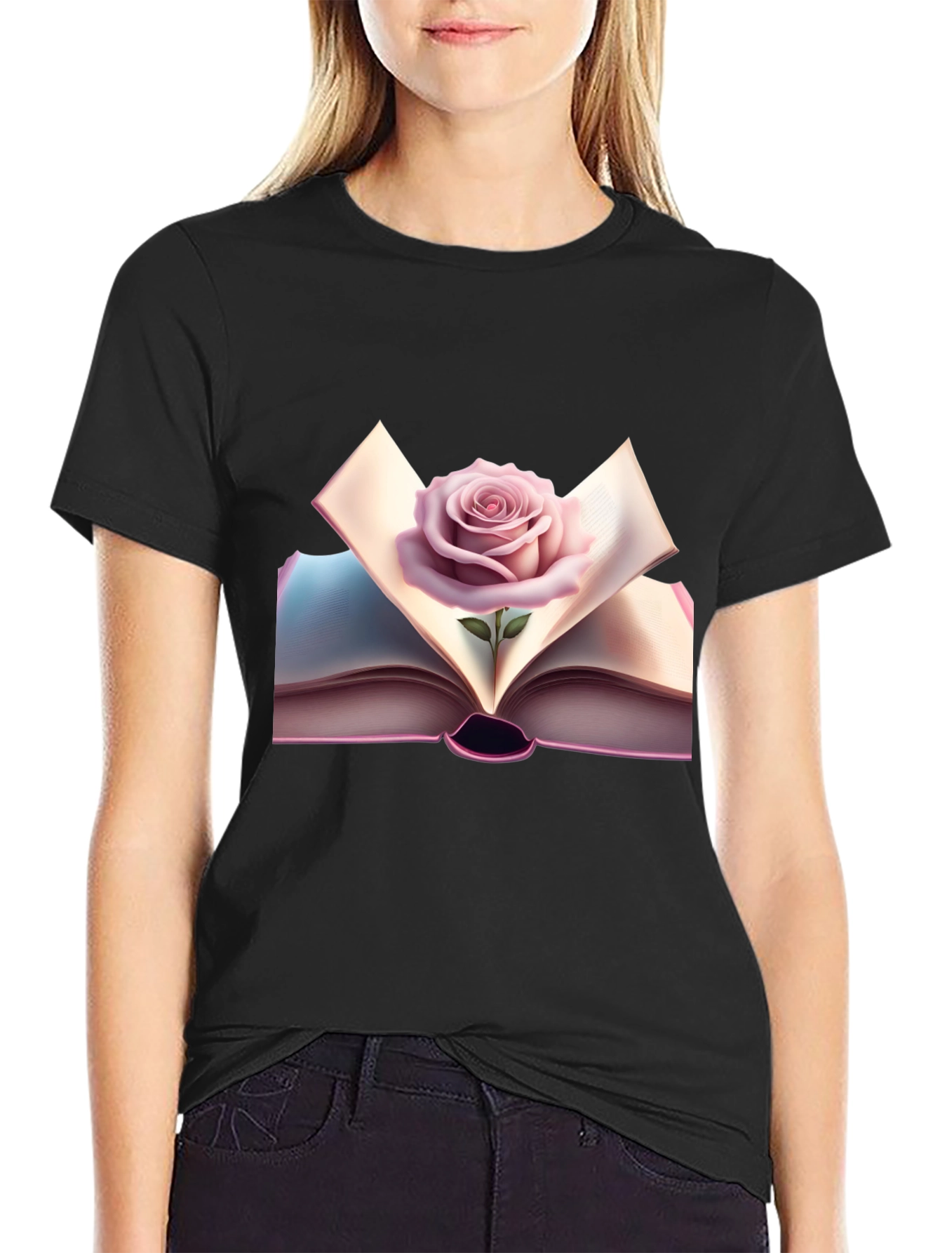 Rose Book Graphic Tee - Stylish & Unique