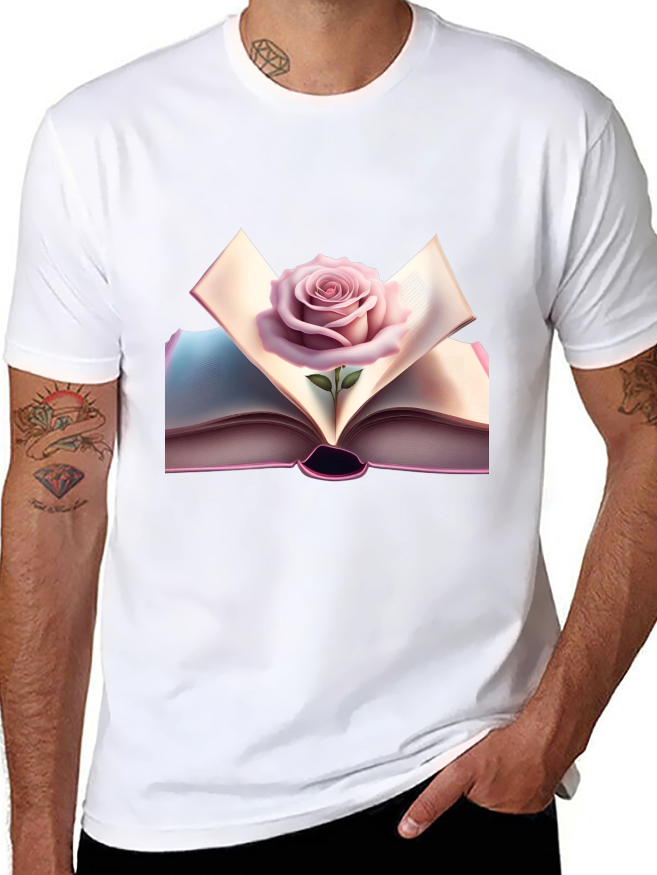 Rose Book Graphic Tee - Stylish & Unique