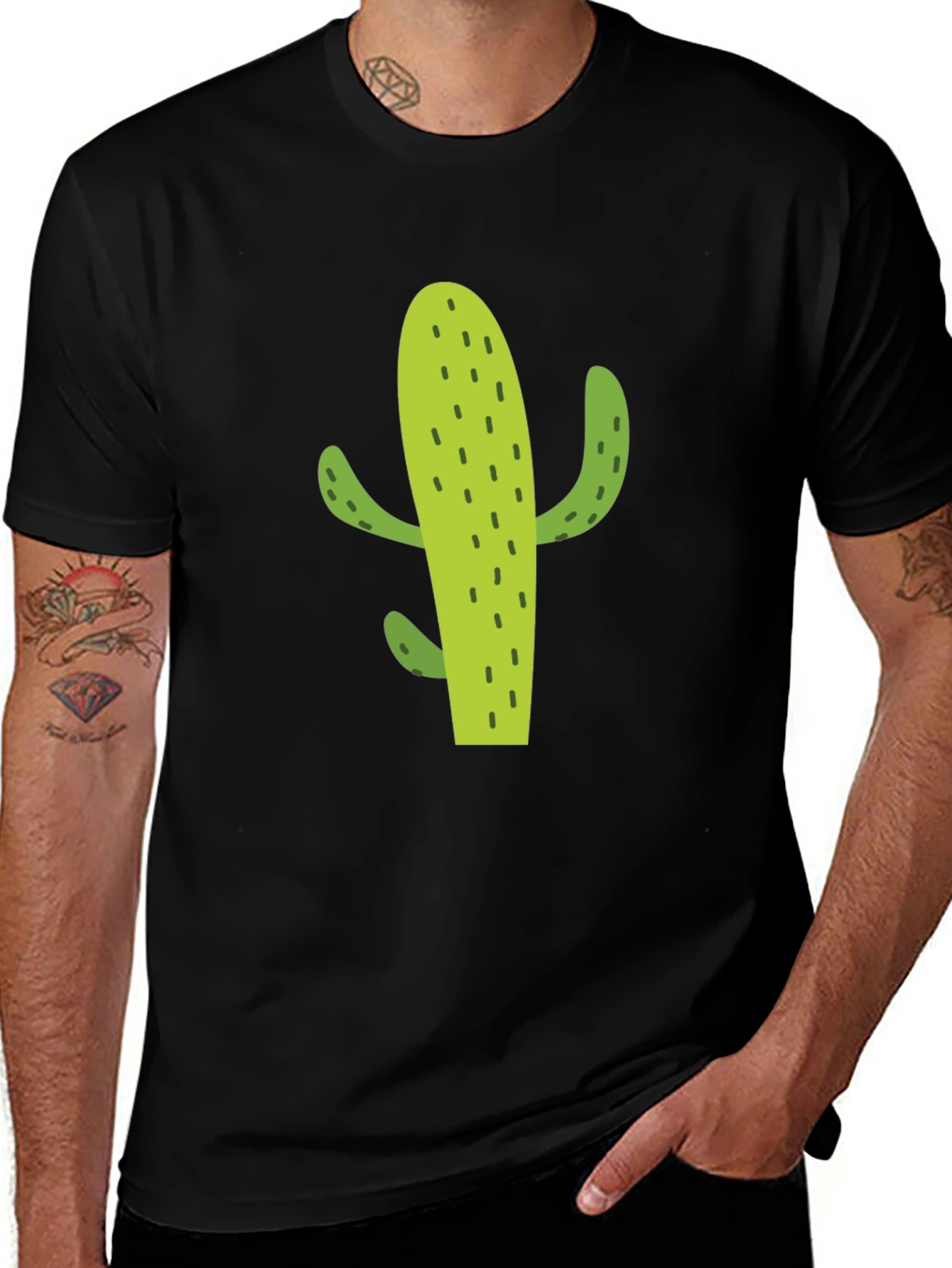 Cactus Graphic Tee - Casual Black T-Shirt