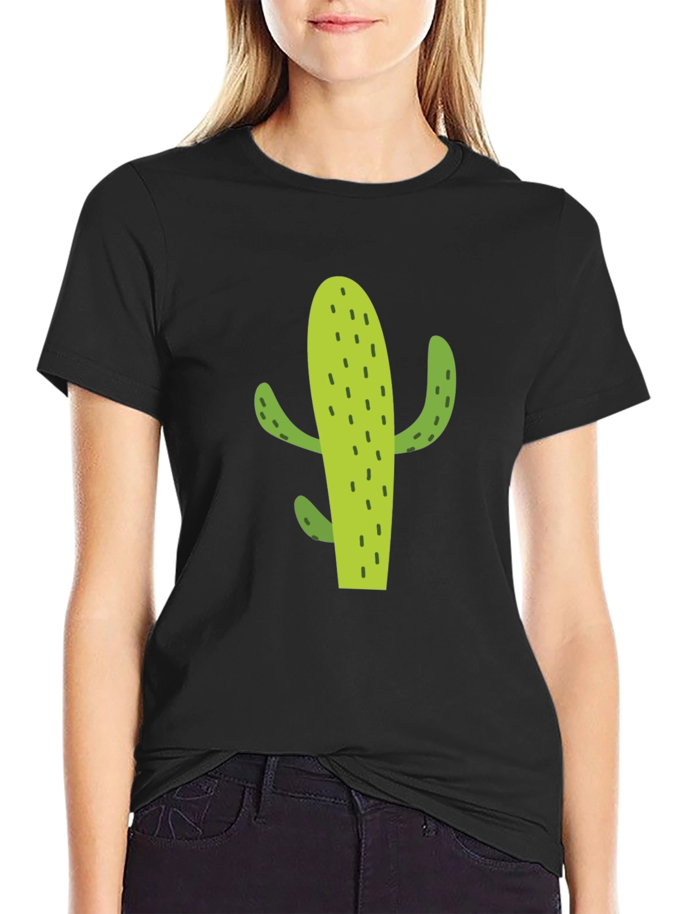 Cactus Graphic Tee - Casual Black T-Shirt