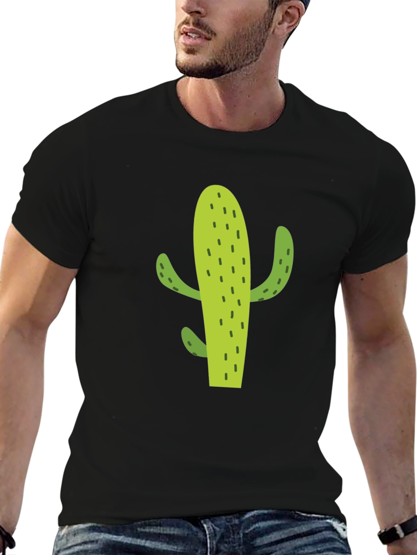 Cactus Graphic Tee - Casual Black T-Shirt