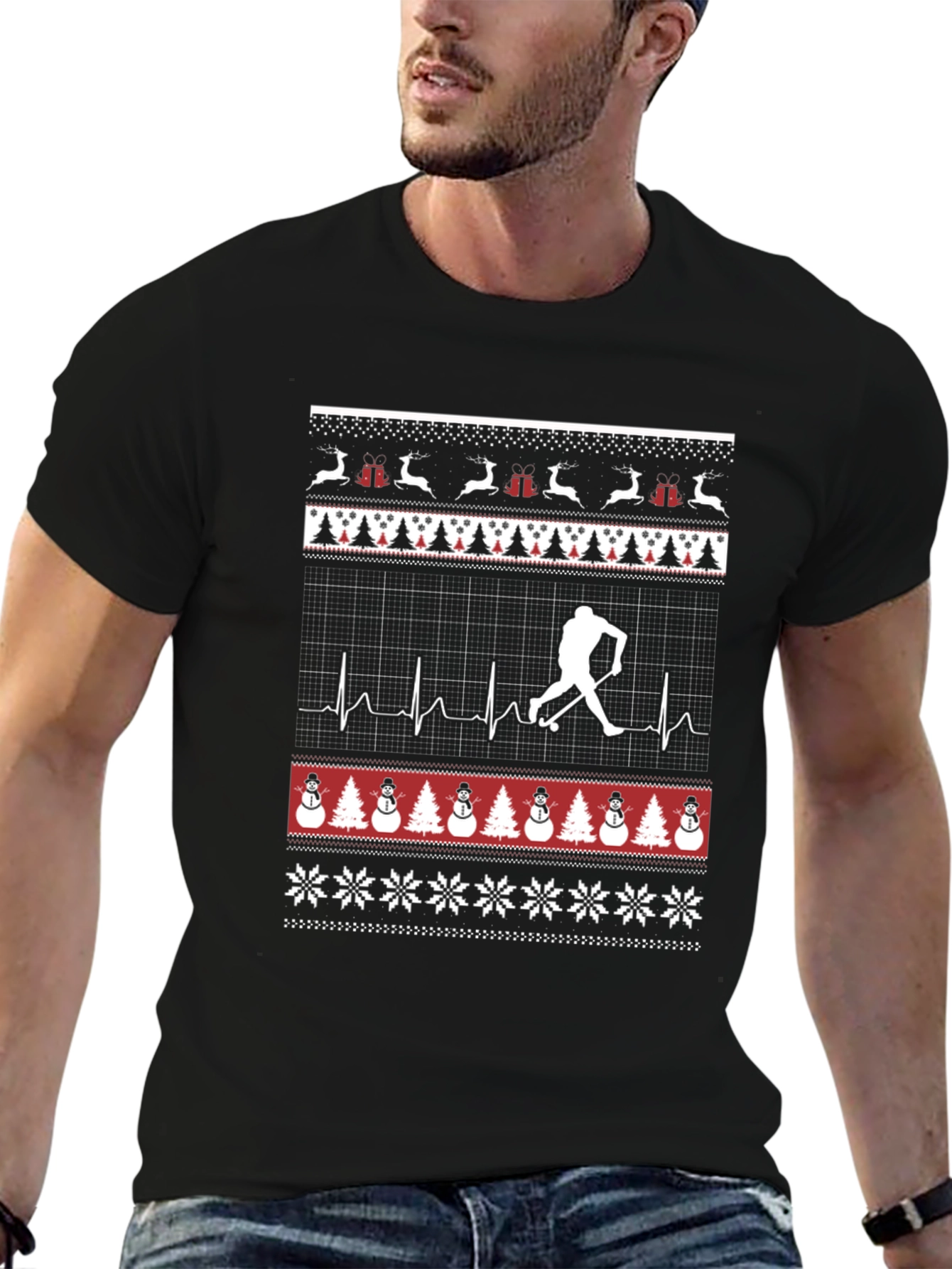 Hockey Ugly Christmas Sweater T-Shirt
