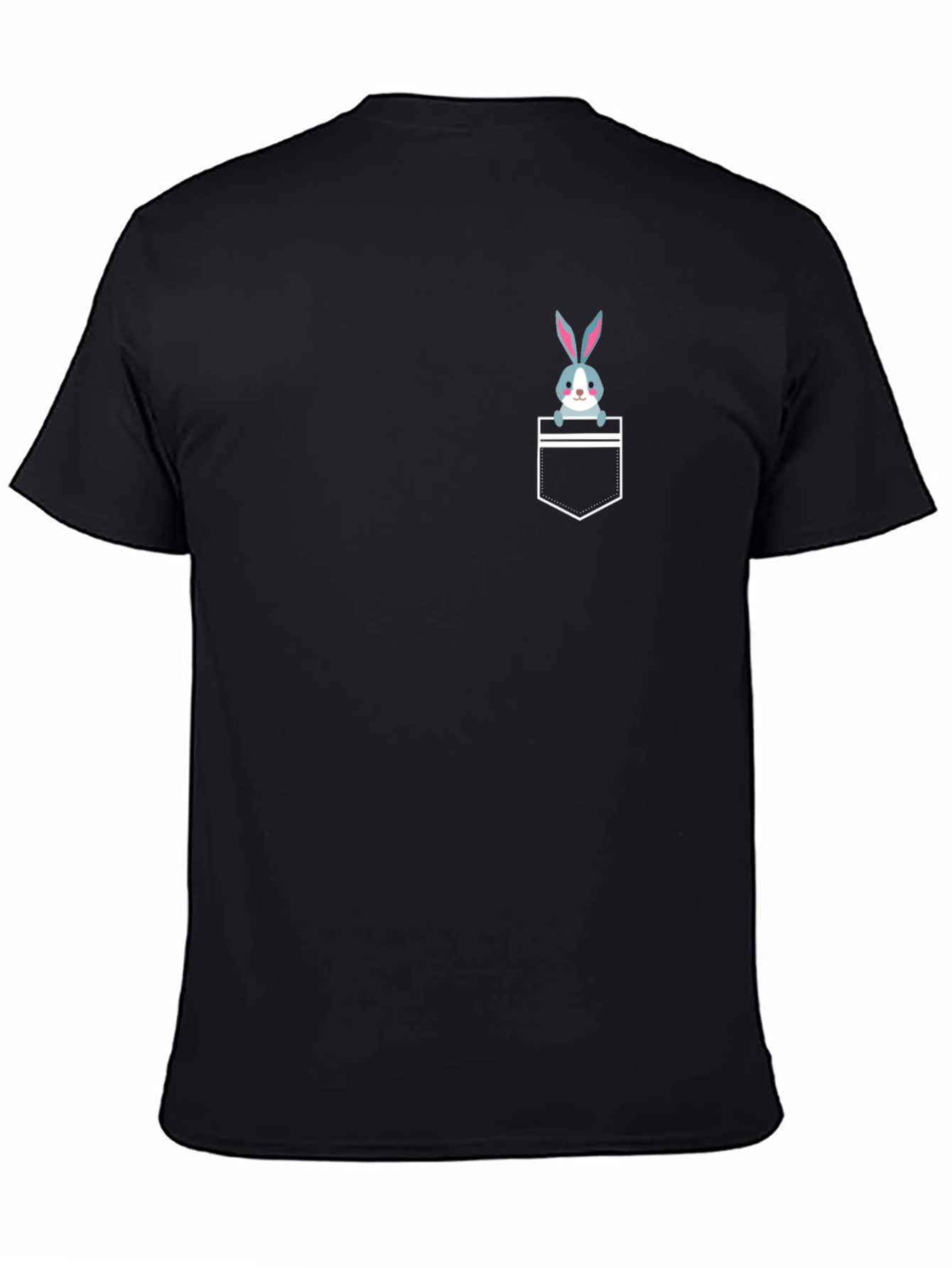 Cute Rabbit Pocket T-Shirt - Black