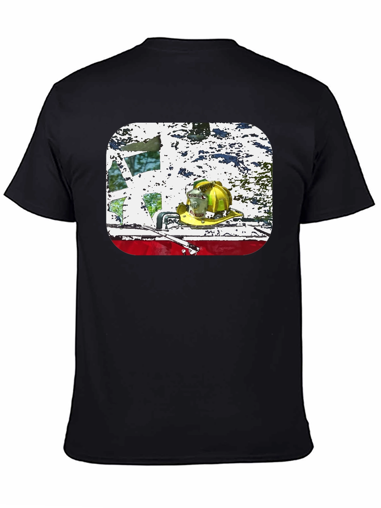 Firefighter Helmet Graphic Black T-Shirt