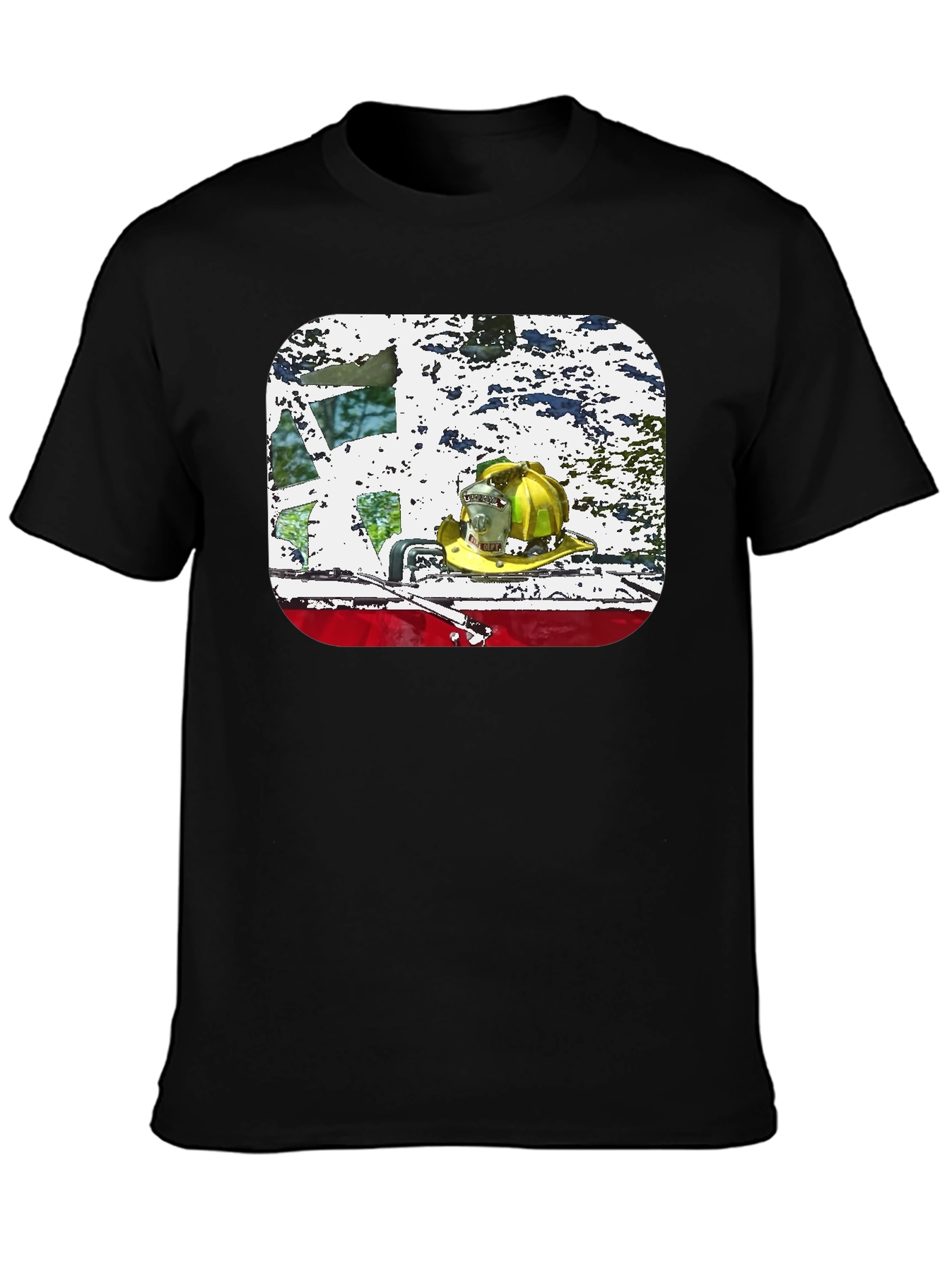 Firefighter Helmet Graphic Black T-Shirt