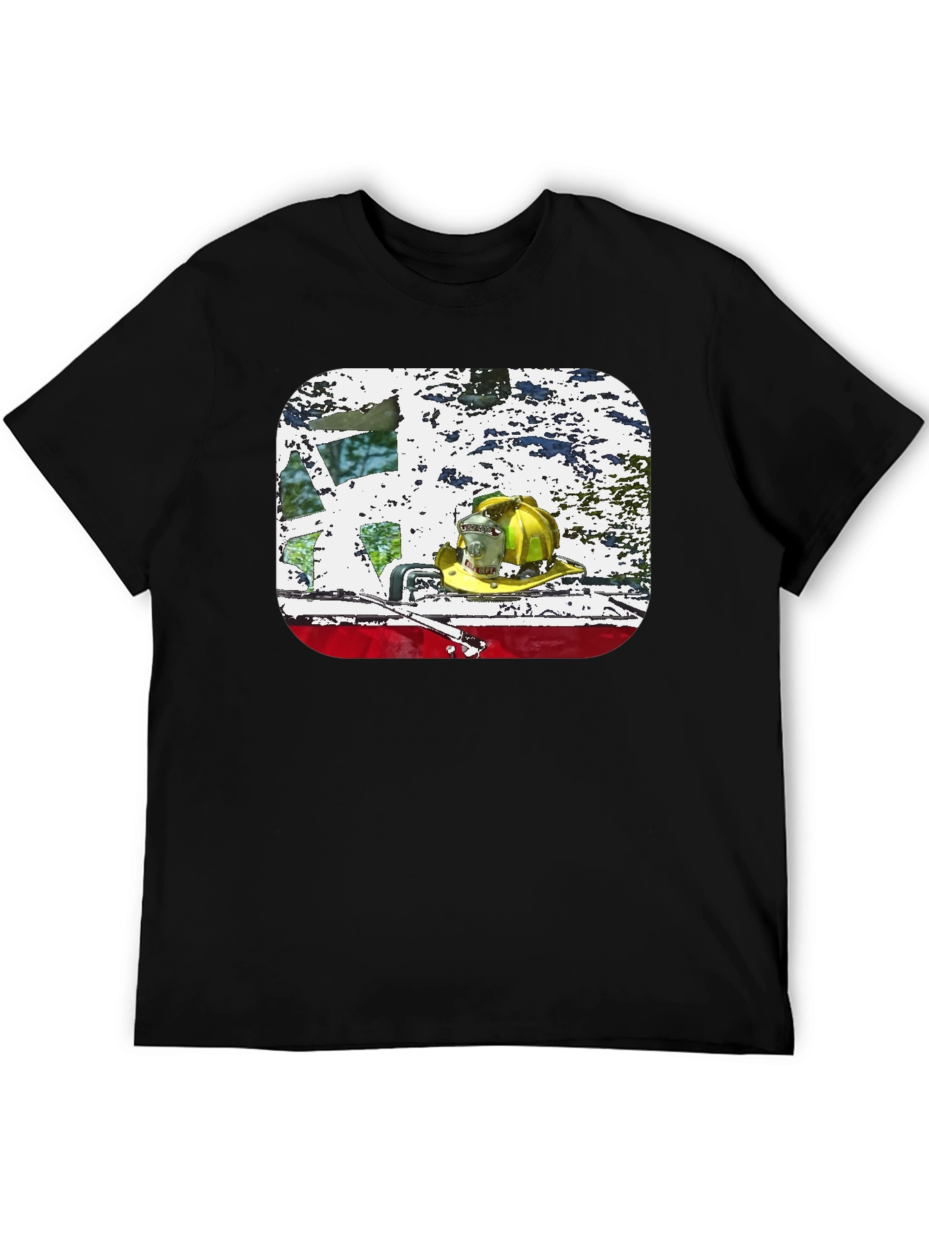 Firefighter Helmet Graphic Black T-Shirt