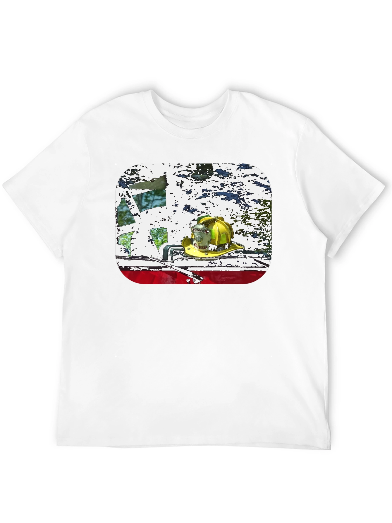 Firefighter Helmet Graphic Black T-Shirt