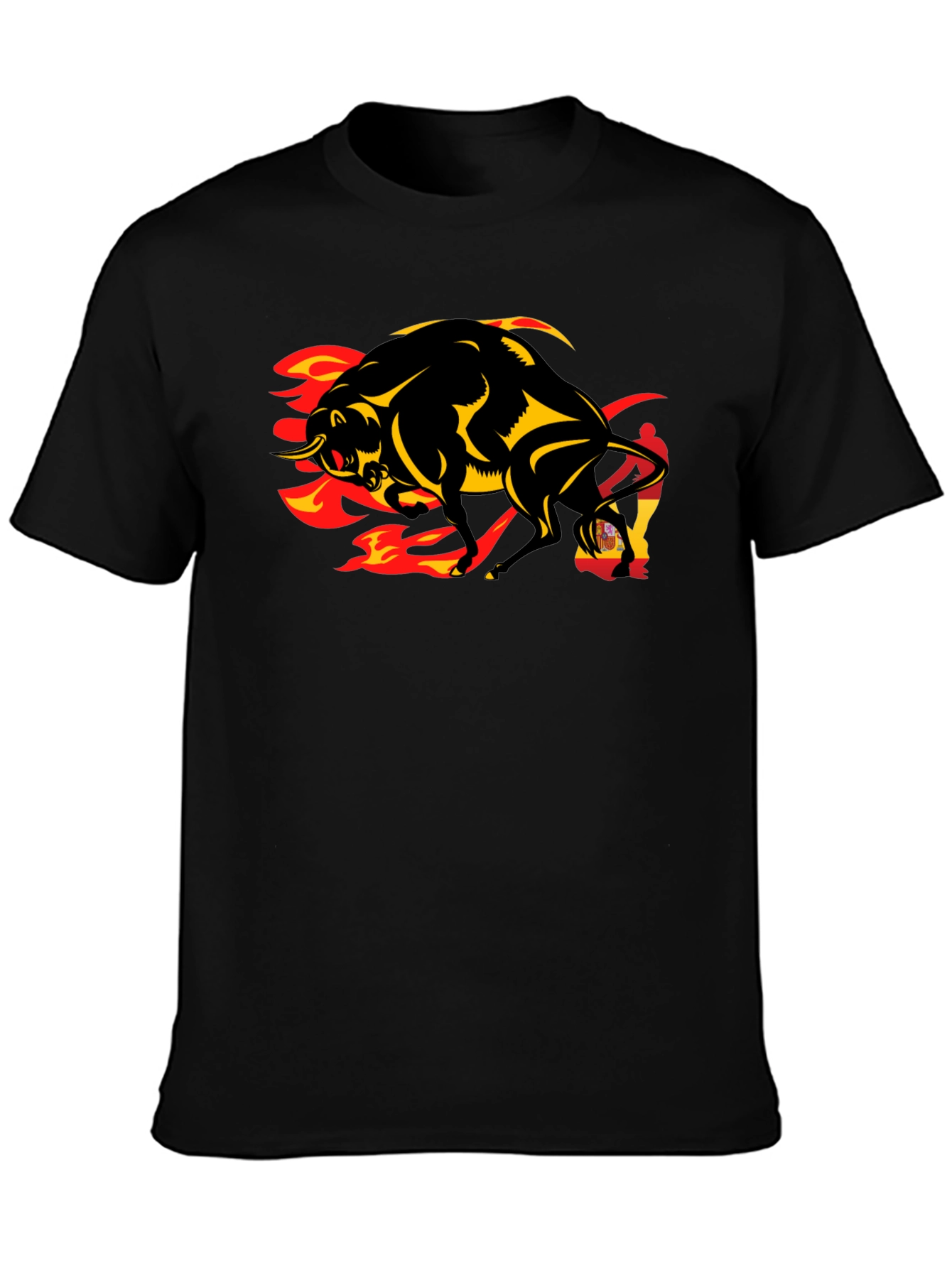 Fiery Bull Graphic Tee - Black