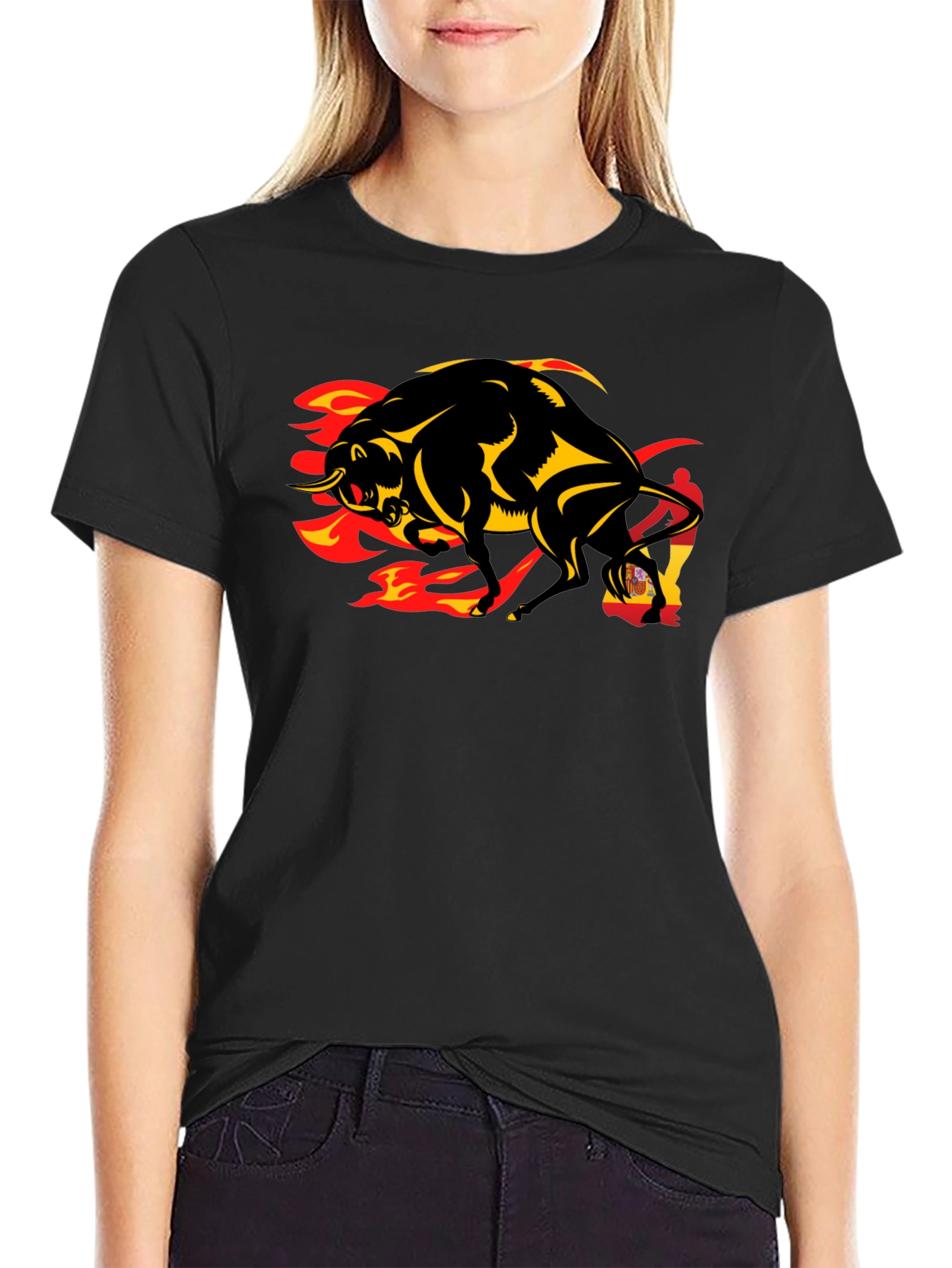 Fiery Bull Graphic Tee - Black