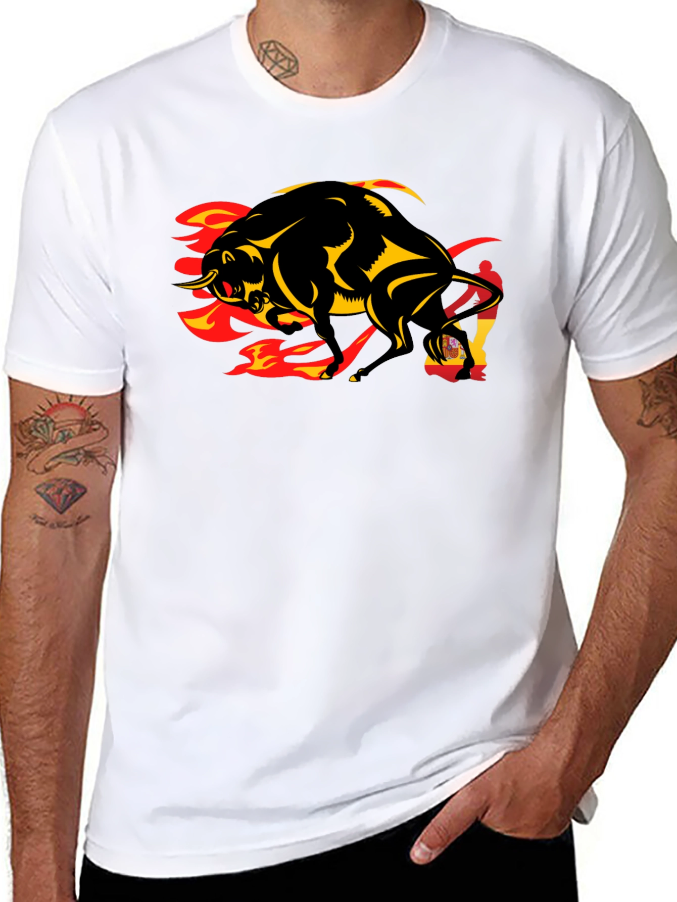 Fiery Bull Graphic Tee - Black
