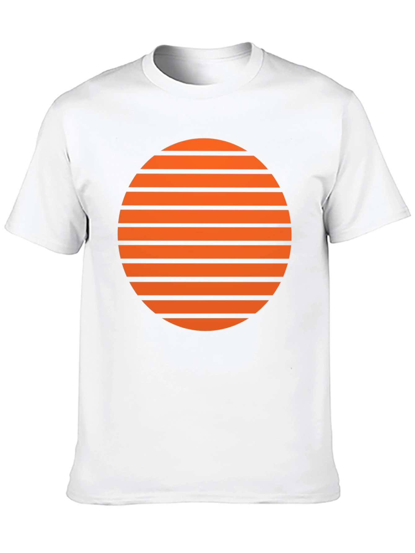 Retro Sunset Striped Graphic Tee - Soft Black Cotton