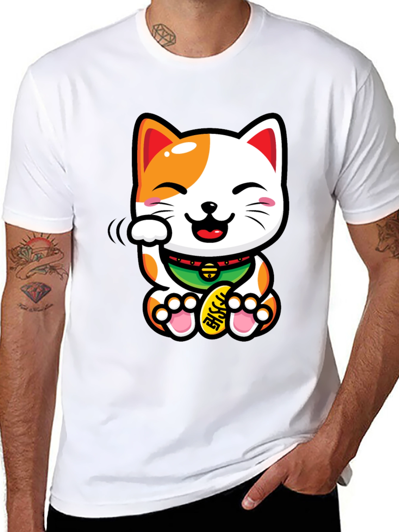 Lucky Cat T-Shirt - Beckoning Good Fortune