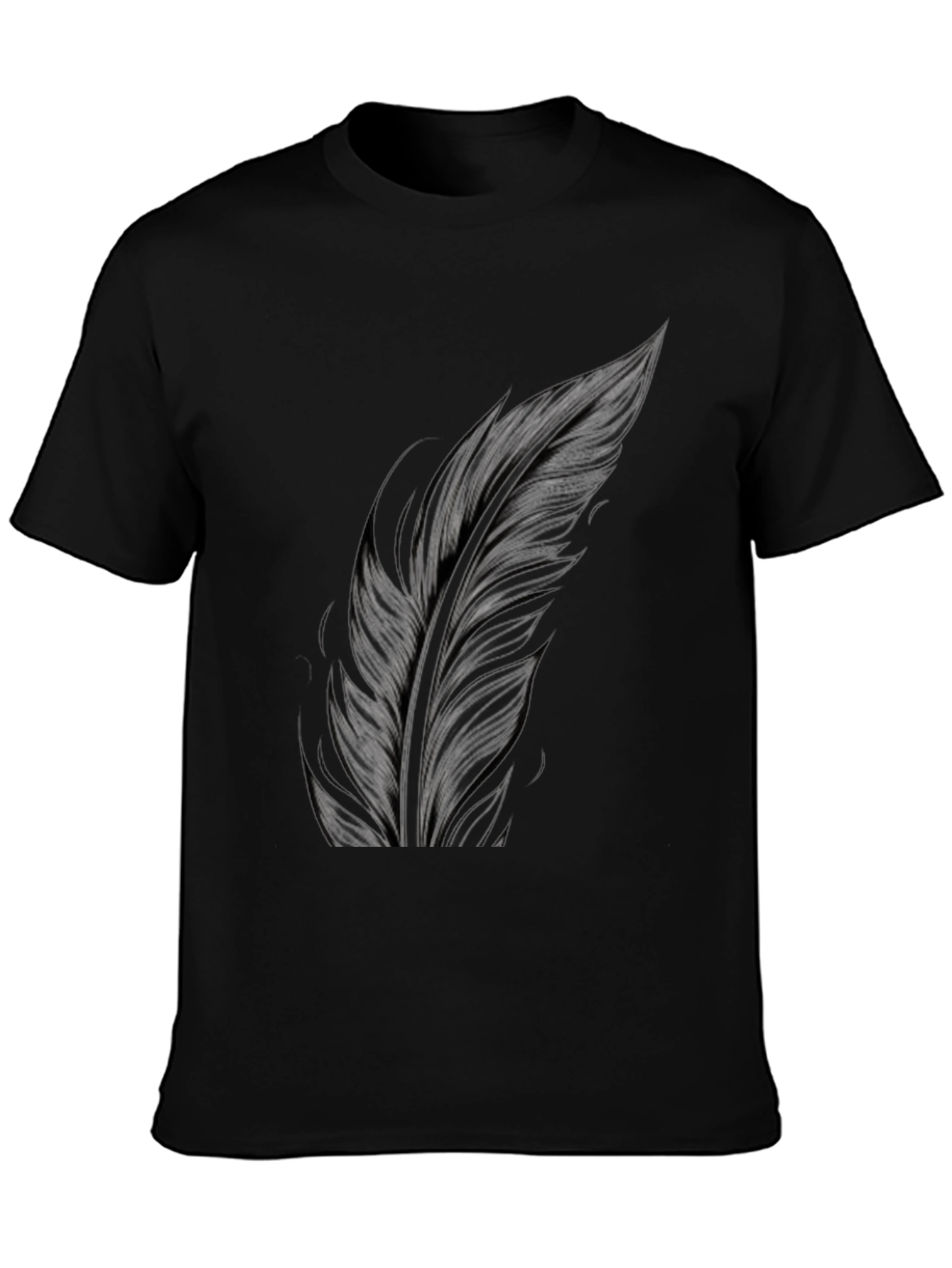 Feather Print Black T-Shirt