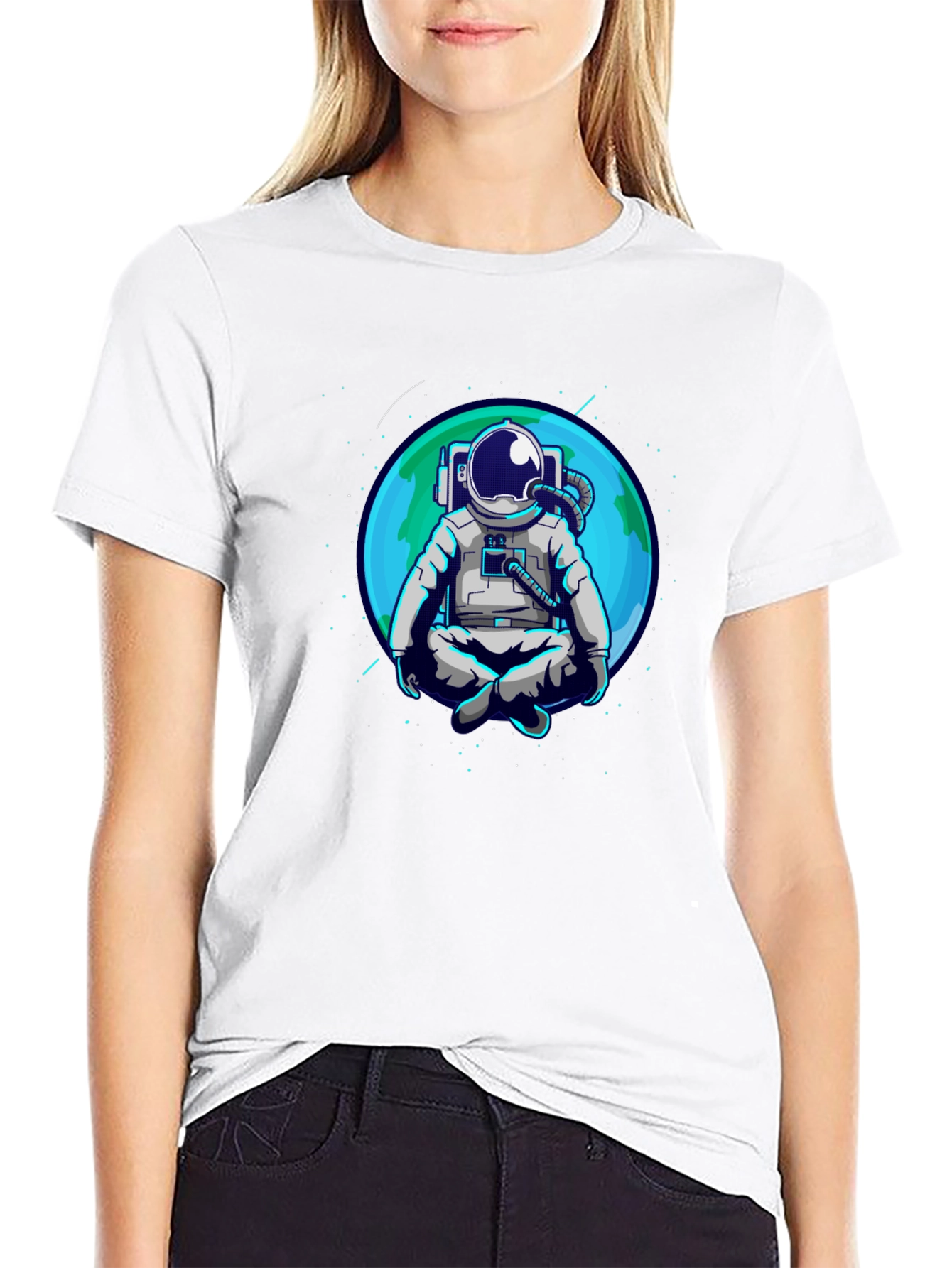 Meditating Astronaut T-Shirt - Space Zen Tee