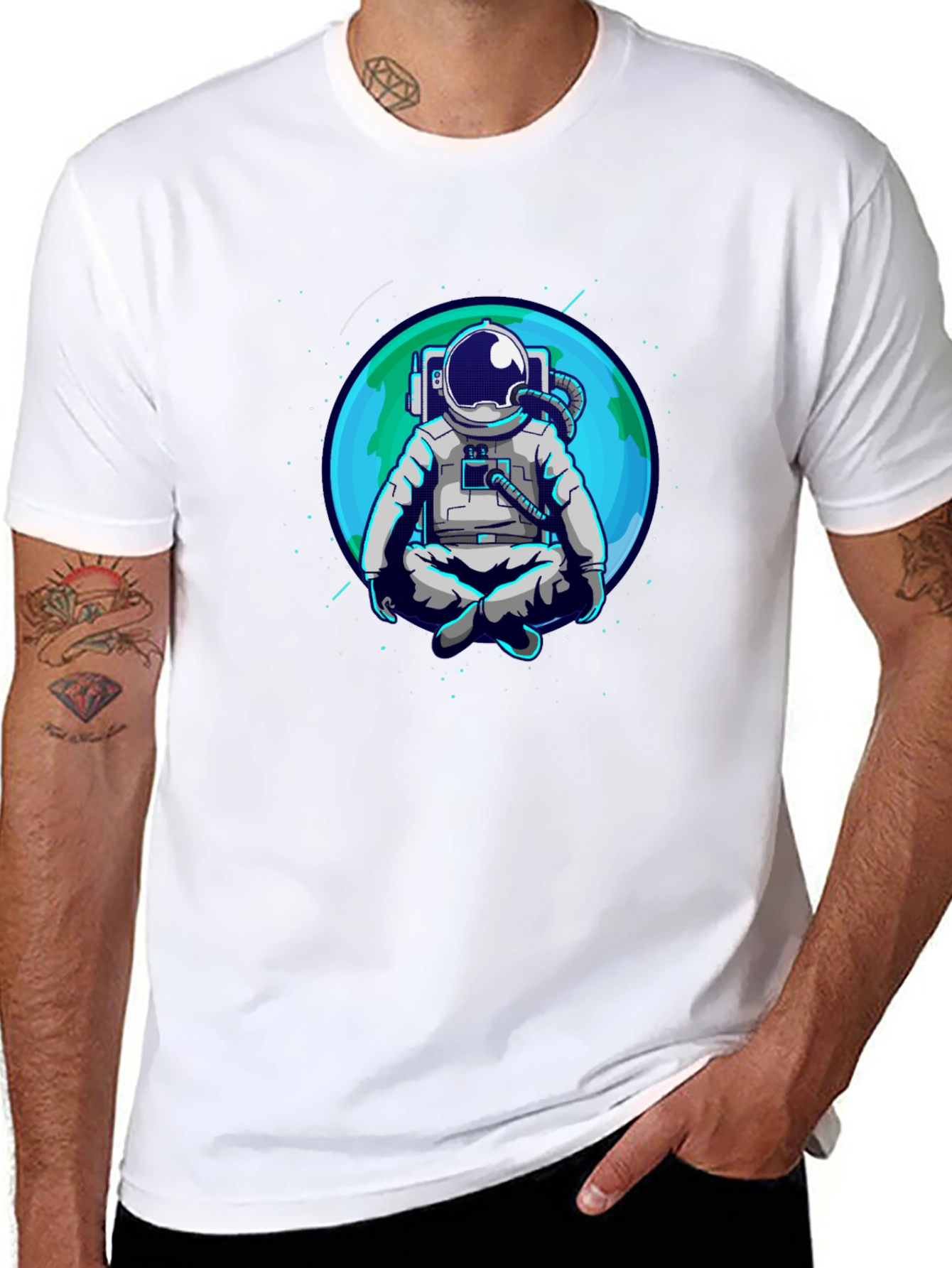 Meditating Astronaut T-Shirt - Space Zen Tee