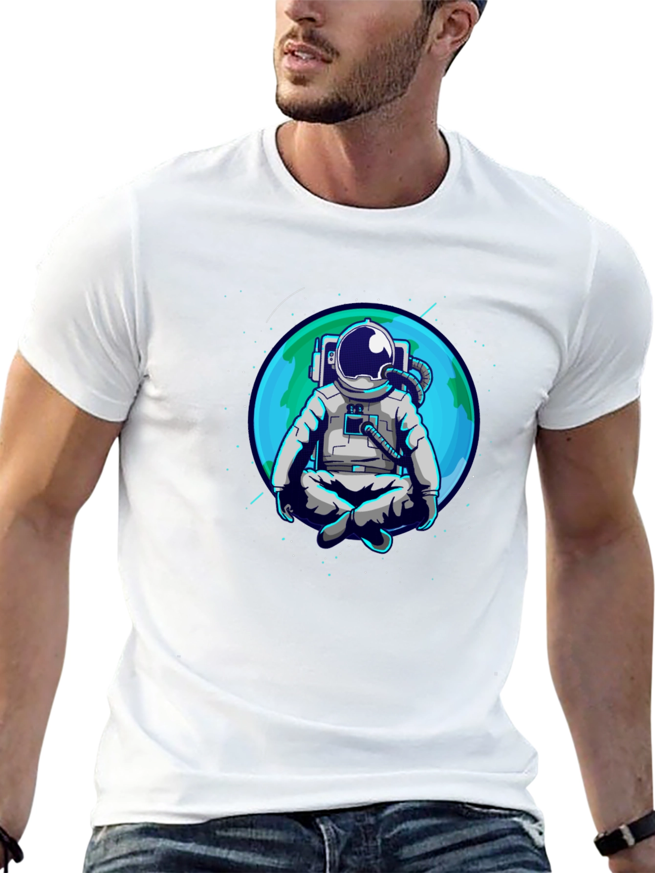 Meditating Astronaut T-Shirt - Space Zen Tee