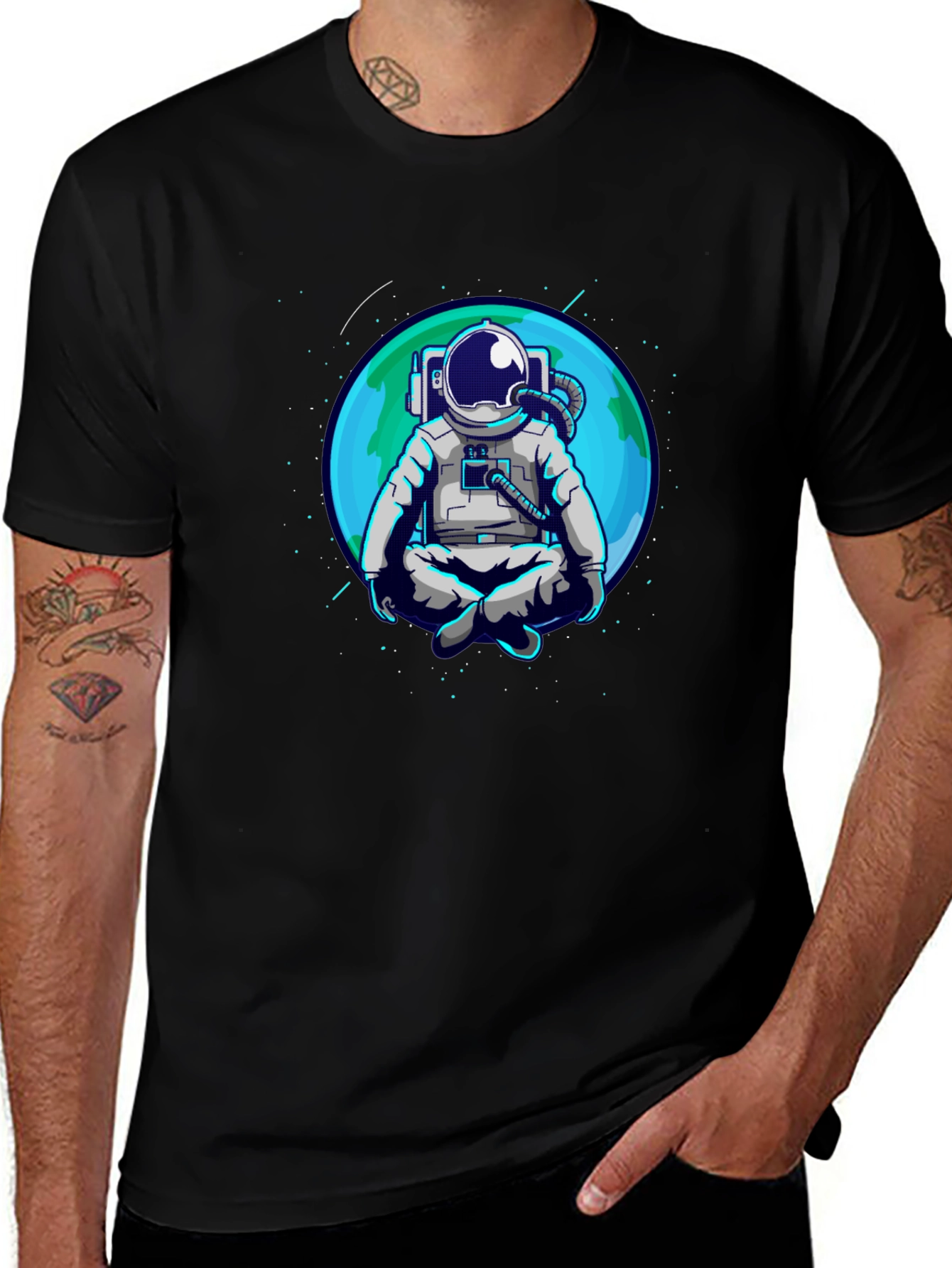 Meditating Astronaut T-Shirt - Space Zen Tee