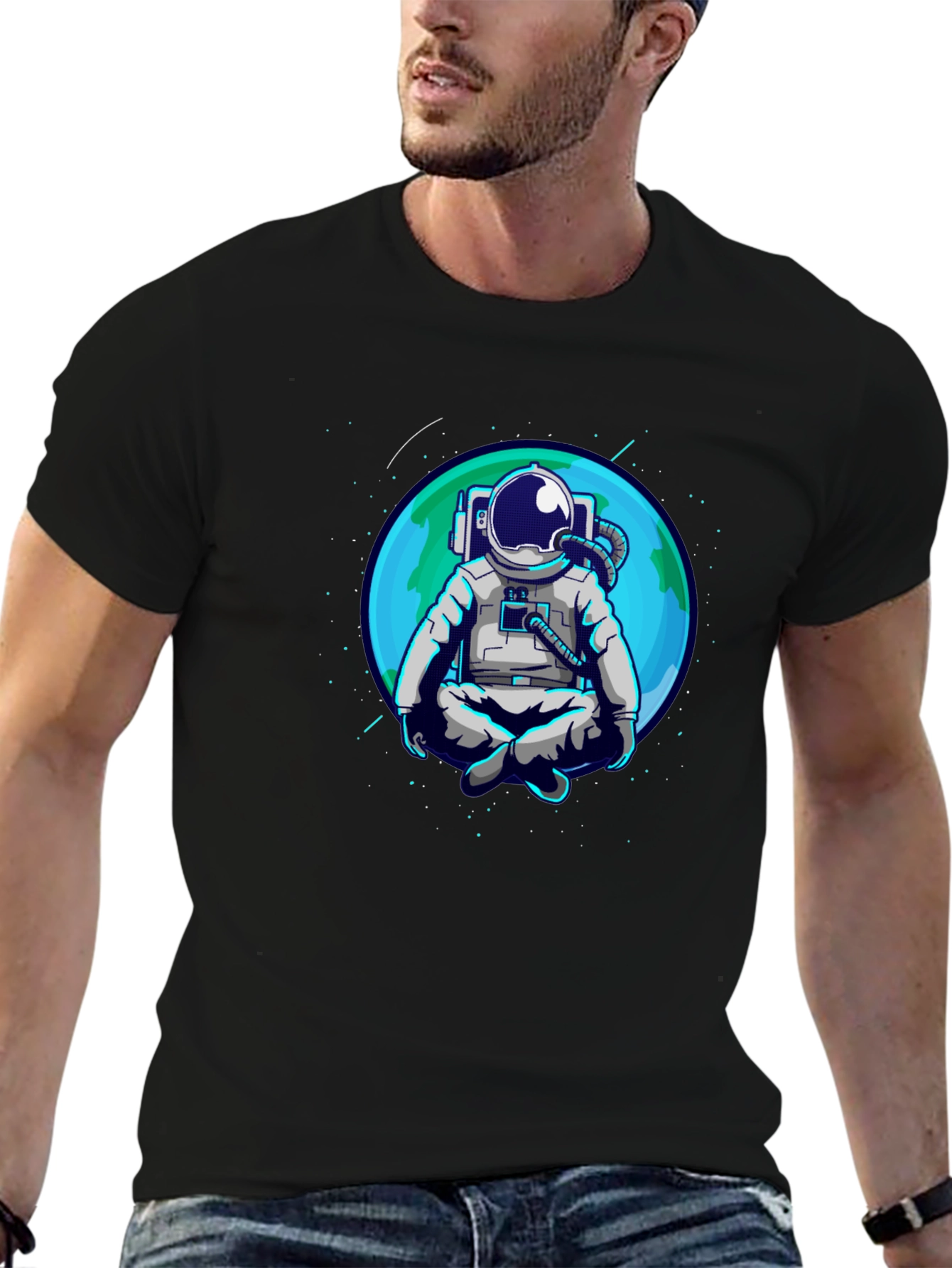 Meditating Astronaut T-Shirt - Space Zen Tee