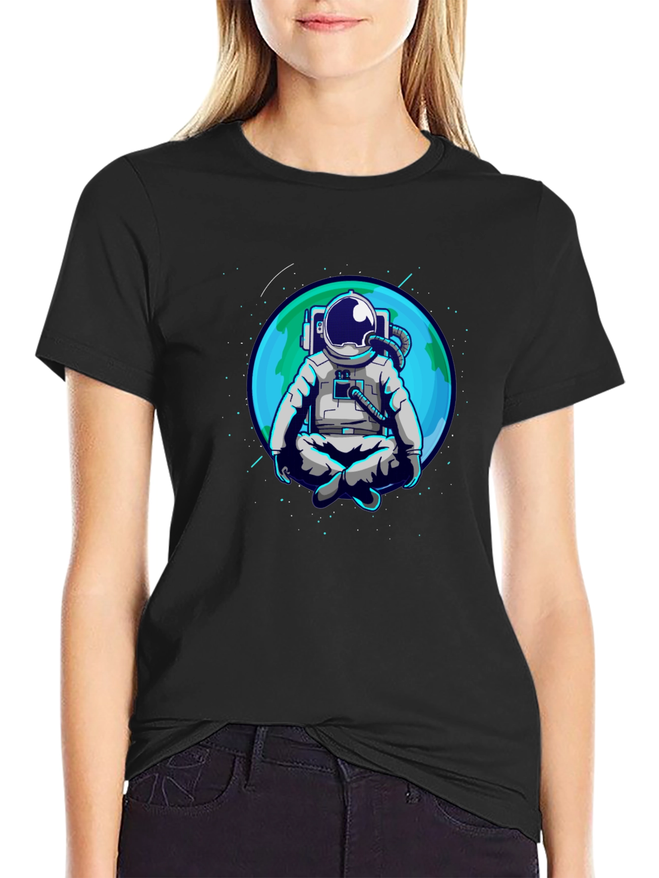 Meditating Astronaut T-Shirt - Space Zen Tee