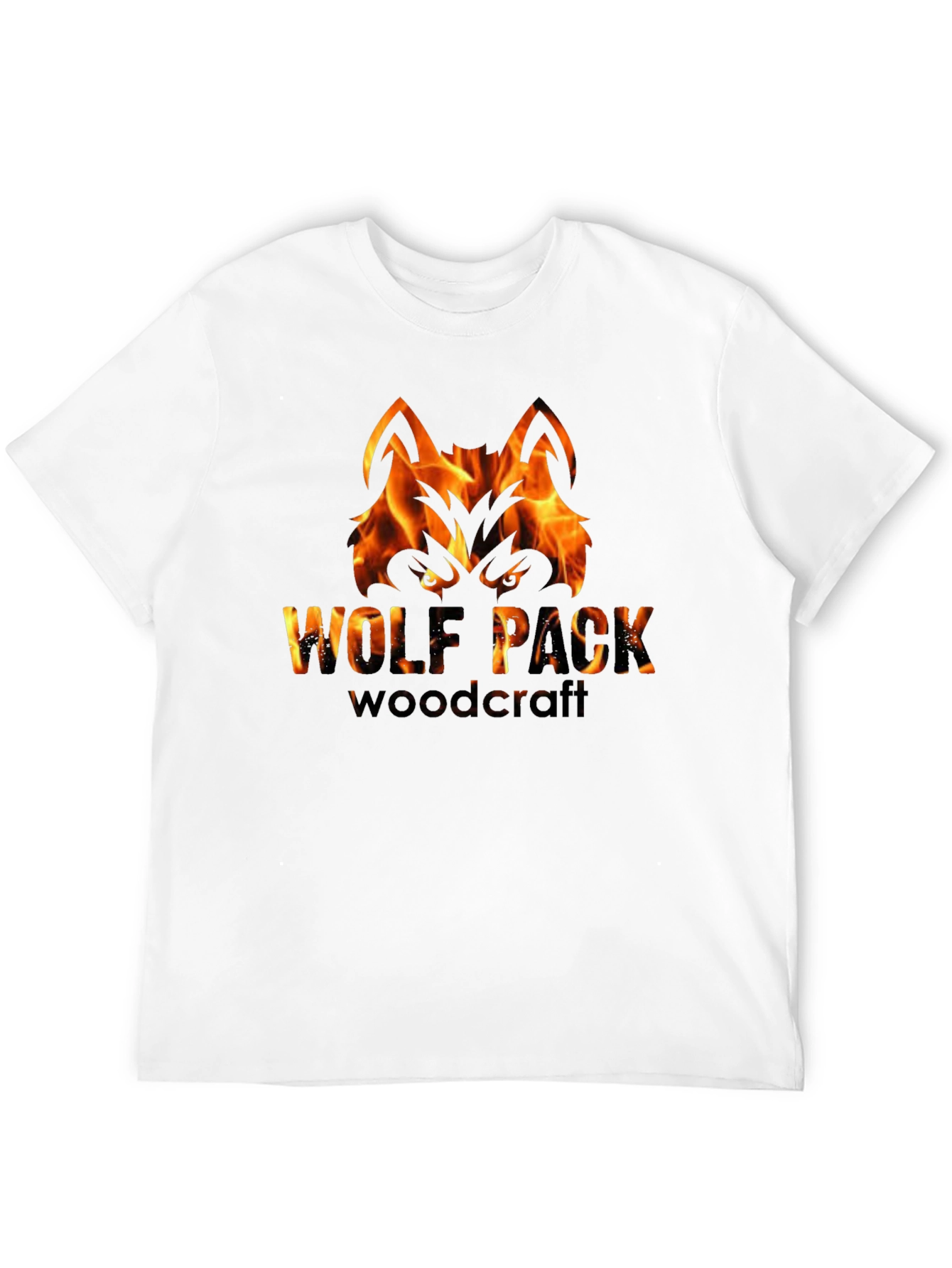 Fiery Wolf Pack Woodcraft Graphic Tee - Black