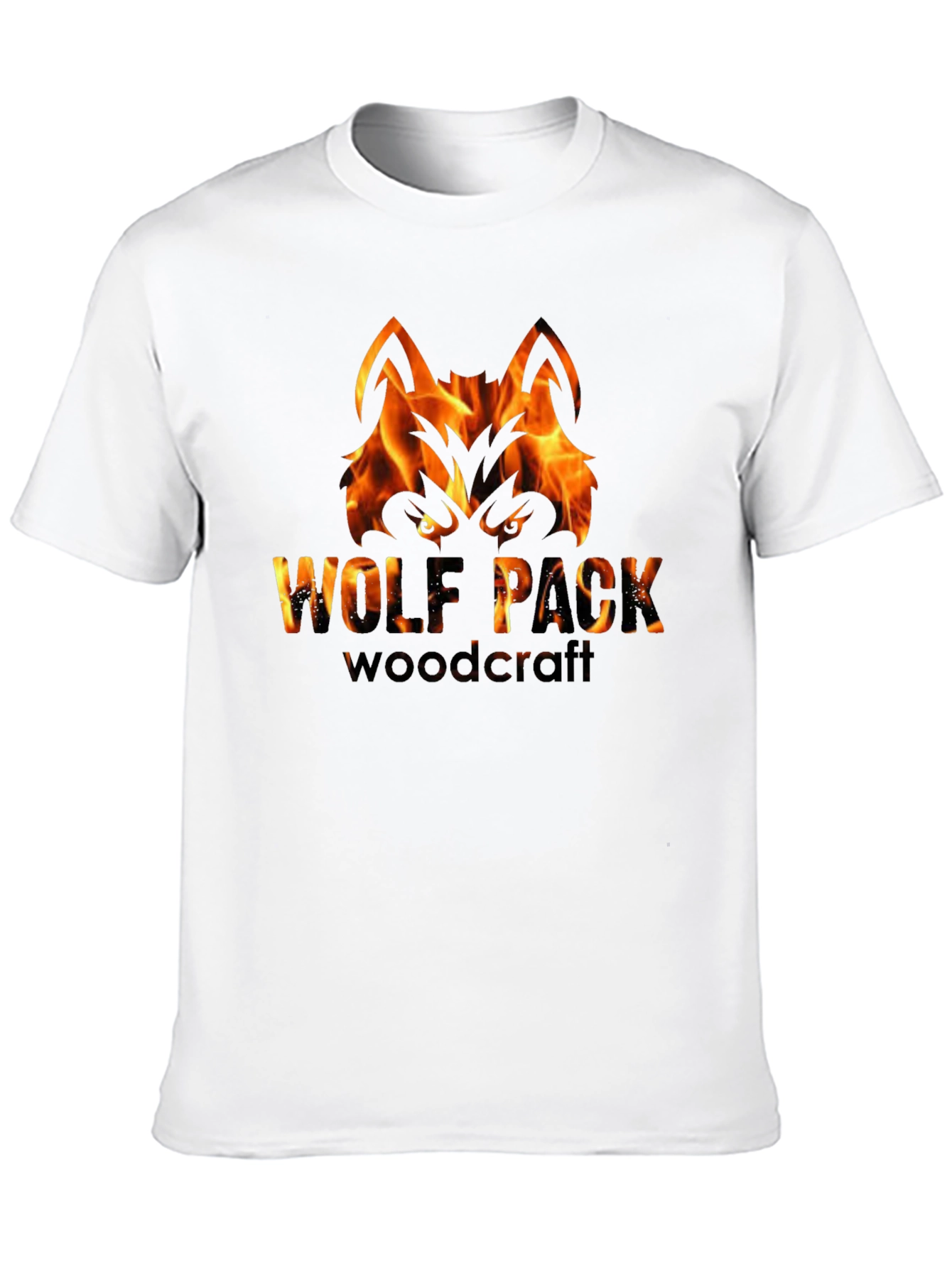 Fiery Wolf Pack Woodcraft Graphic Tee - Black
