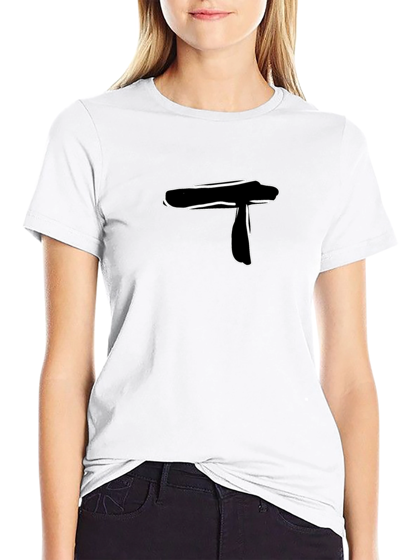 Abstract Line Art Graphic Tee - Black