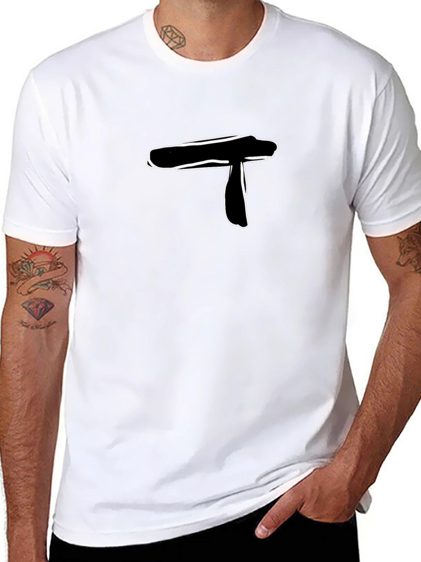 Abstract Line Art Graphic Tee - Black