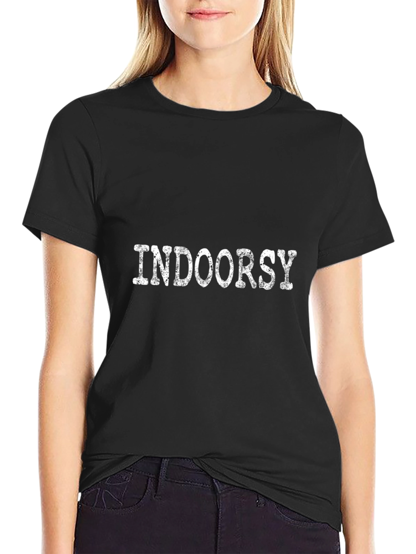 Indoorsy Graphic Tee - Black Cotton T-Shirt