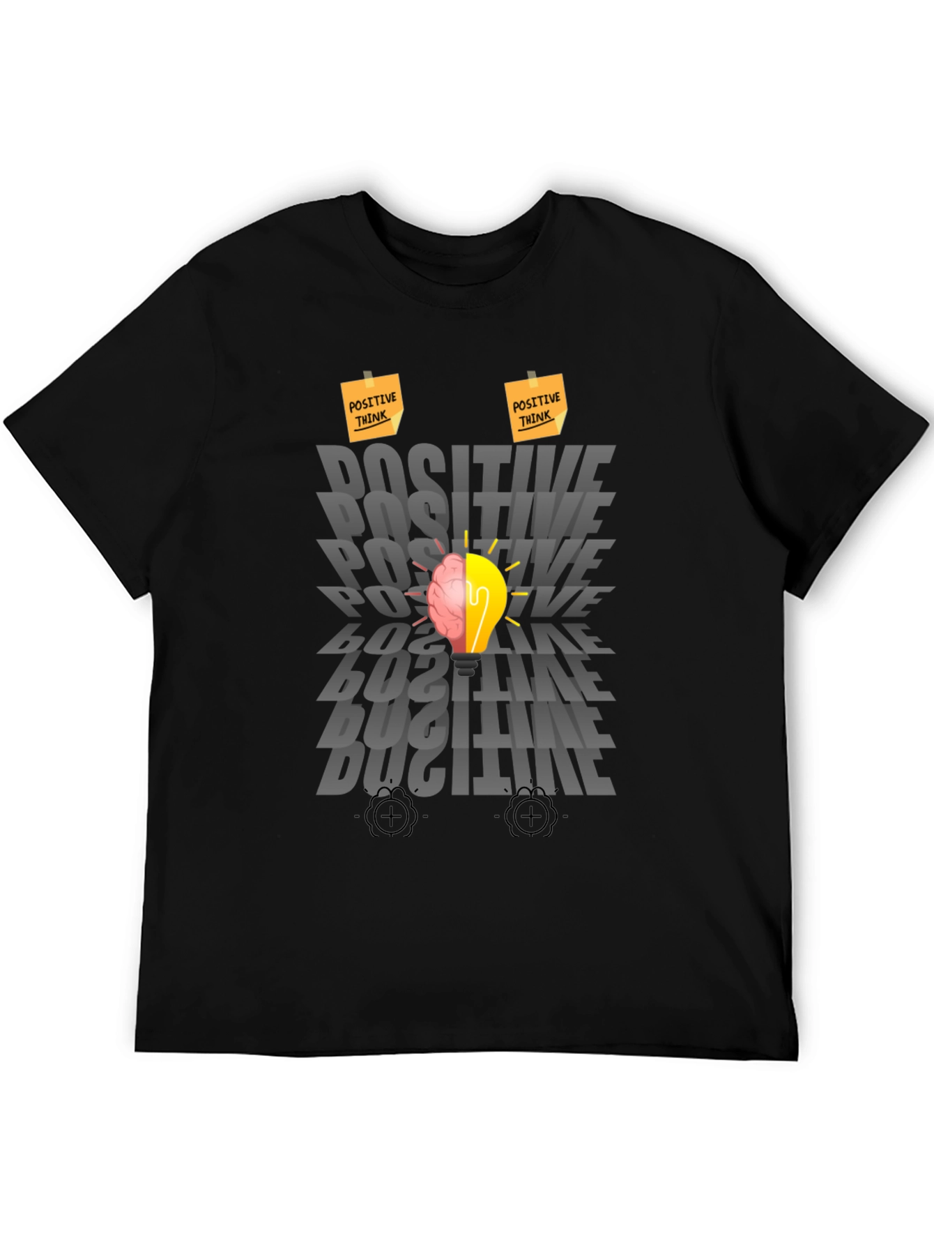 Positive Thinking Graphic Tee - Brain Lightbulb Design