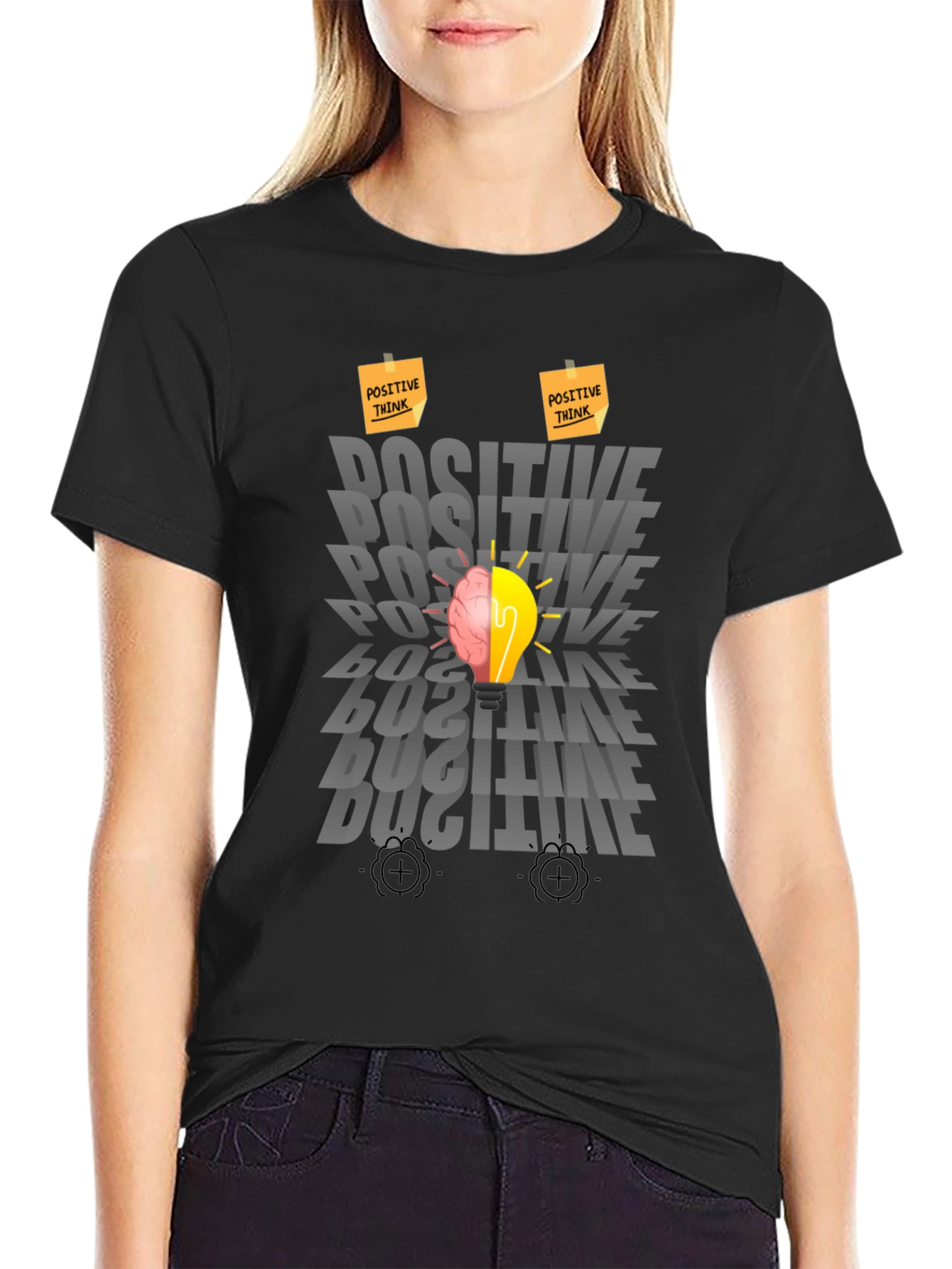 Positive Thinking Graphic Tee - Brain Lightbulb Design