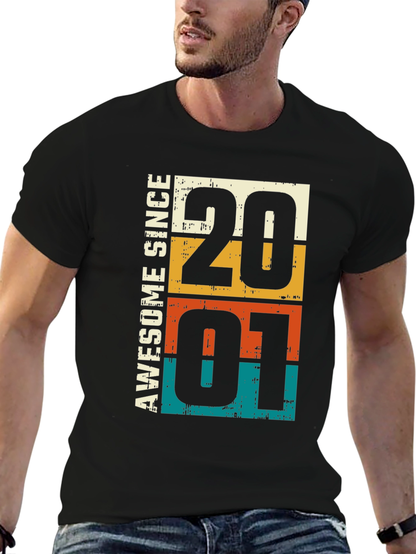 Awesome Since 2001 Retro Graphic T-Shirt