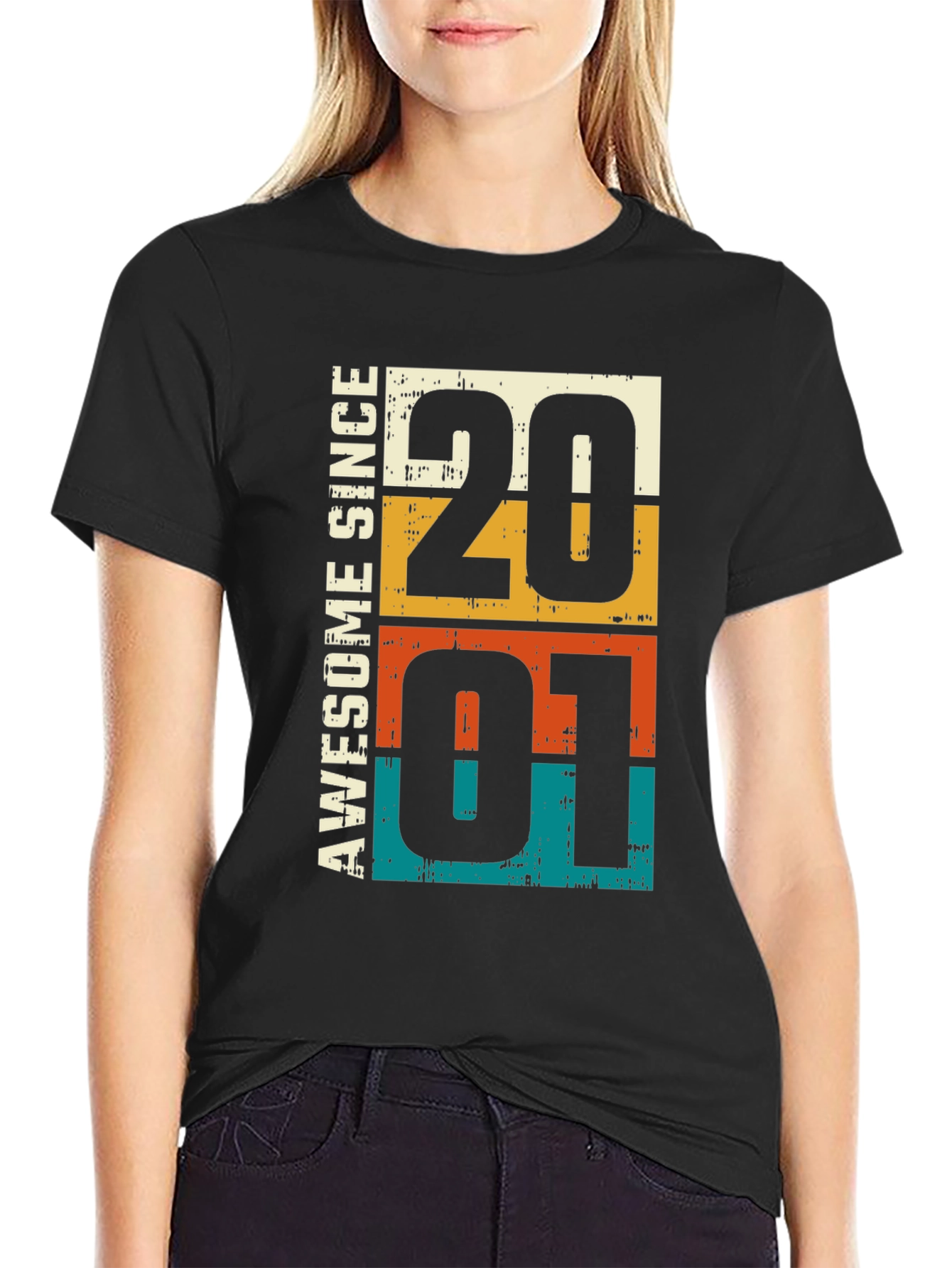 Awesome Since 2001 Retro Graphic T-Shirt