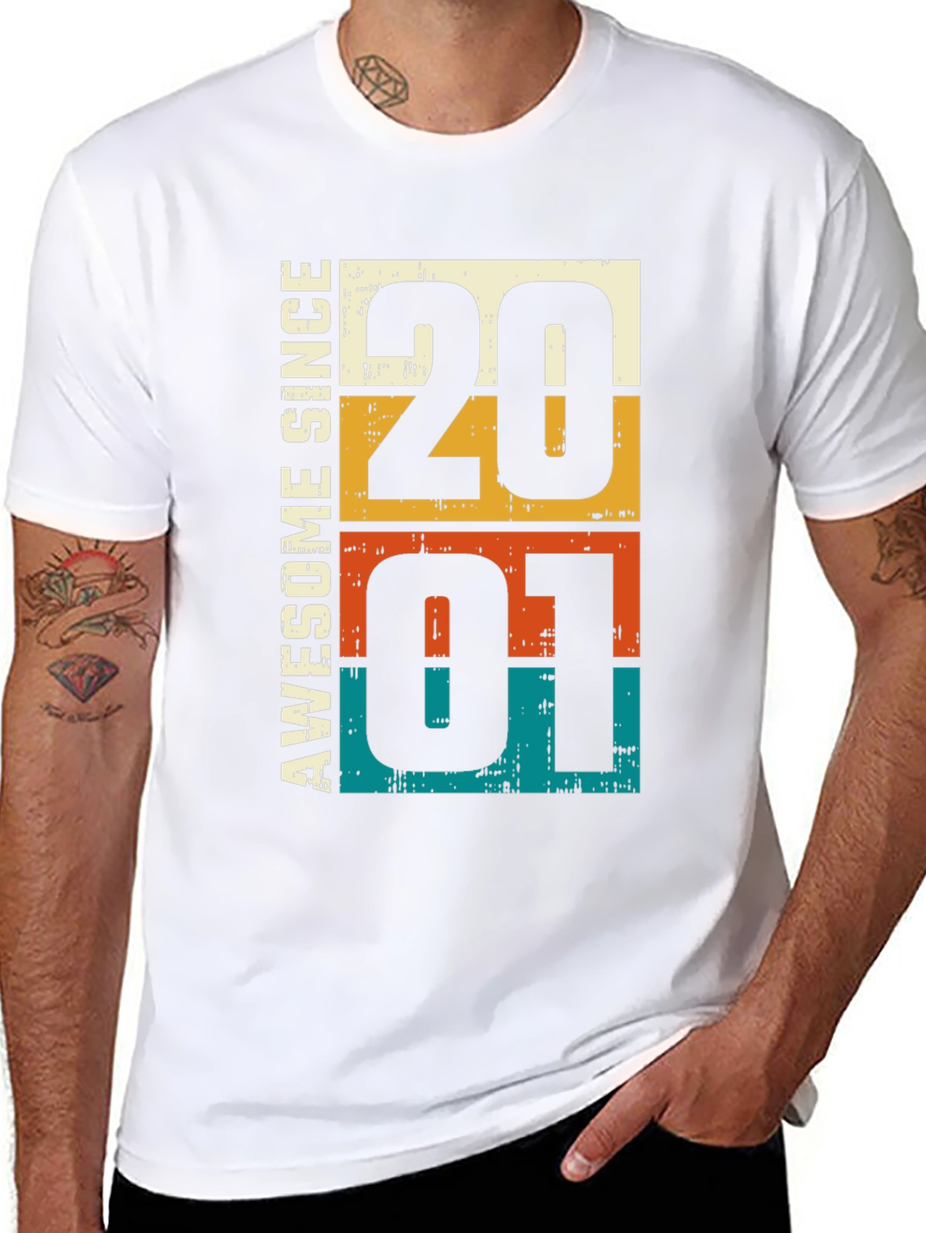 Awesome Since 2001 Retro Graphic T-Shirt