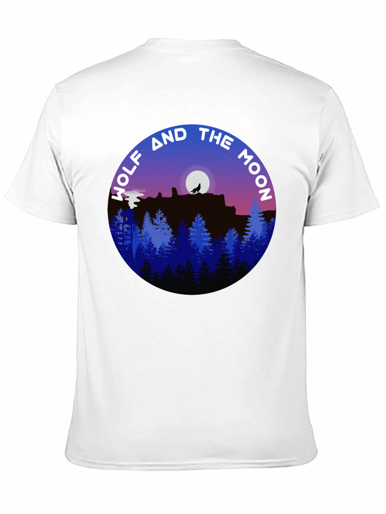 Wolf and Moon Graphic Tee - Black Cotton Shirt
