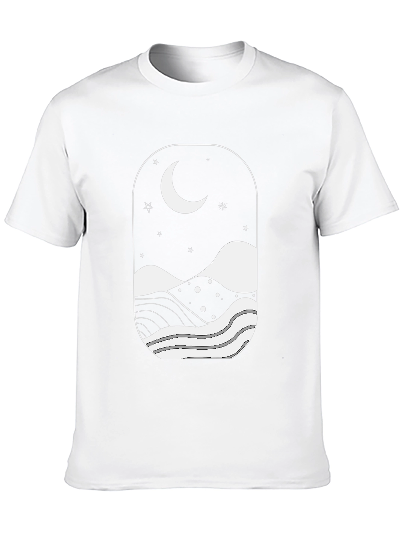 Moonlit Landscape Black Graphic T-Shirt