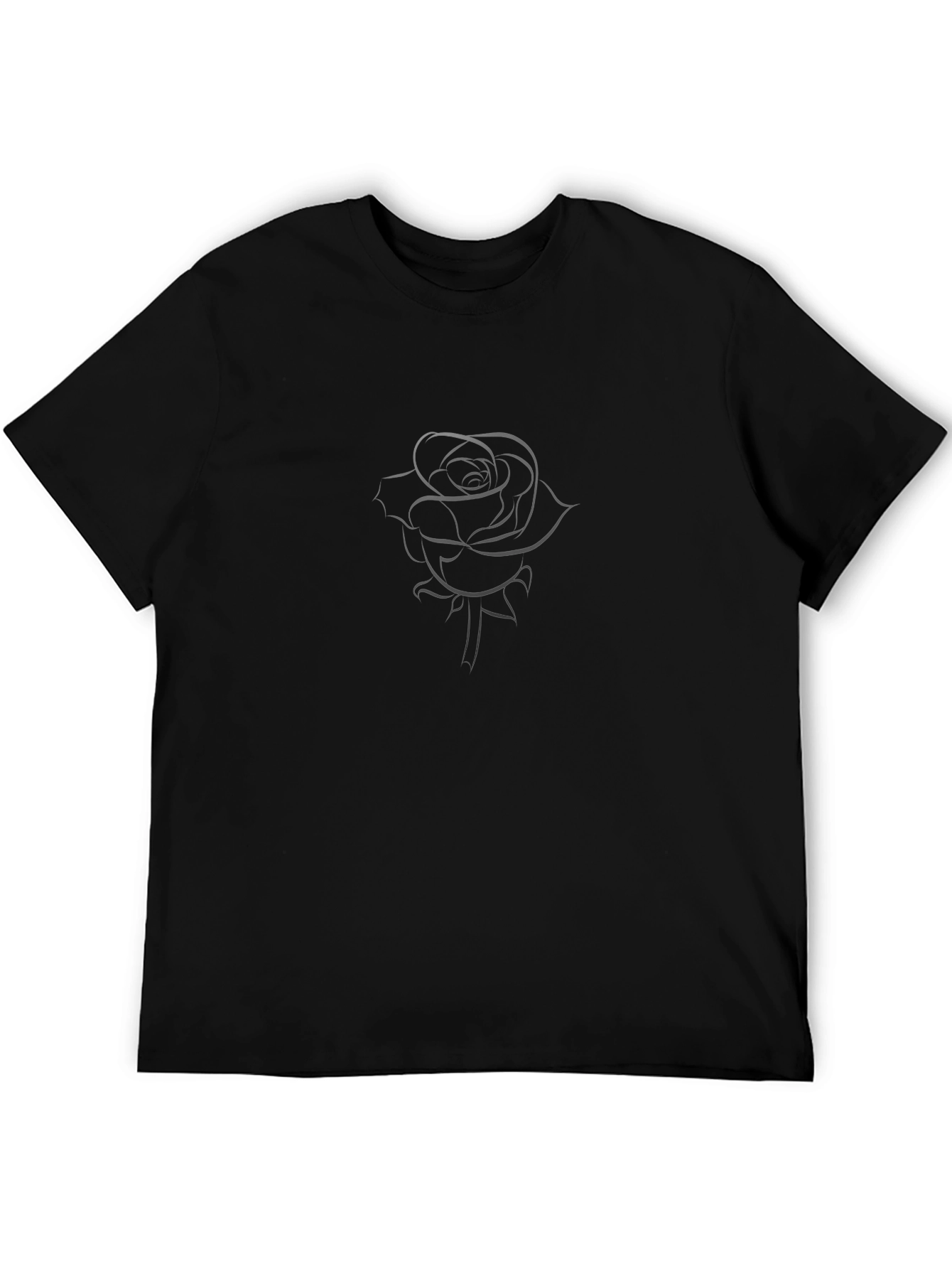 Rose Outline Graphic Black T-Shirt