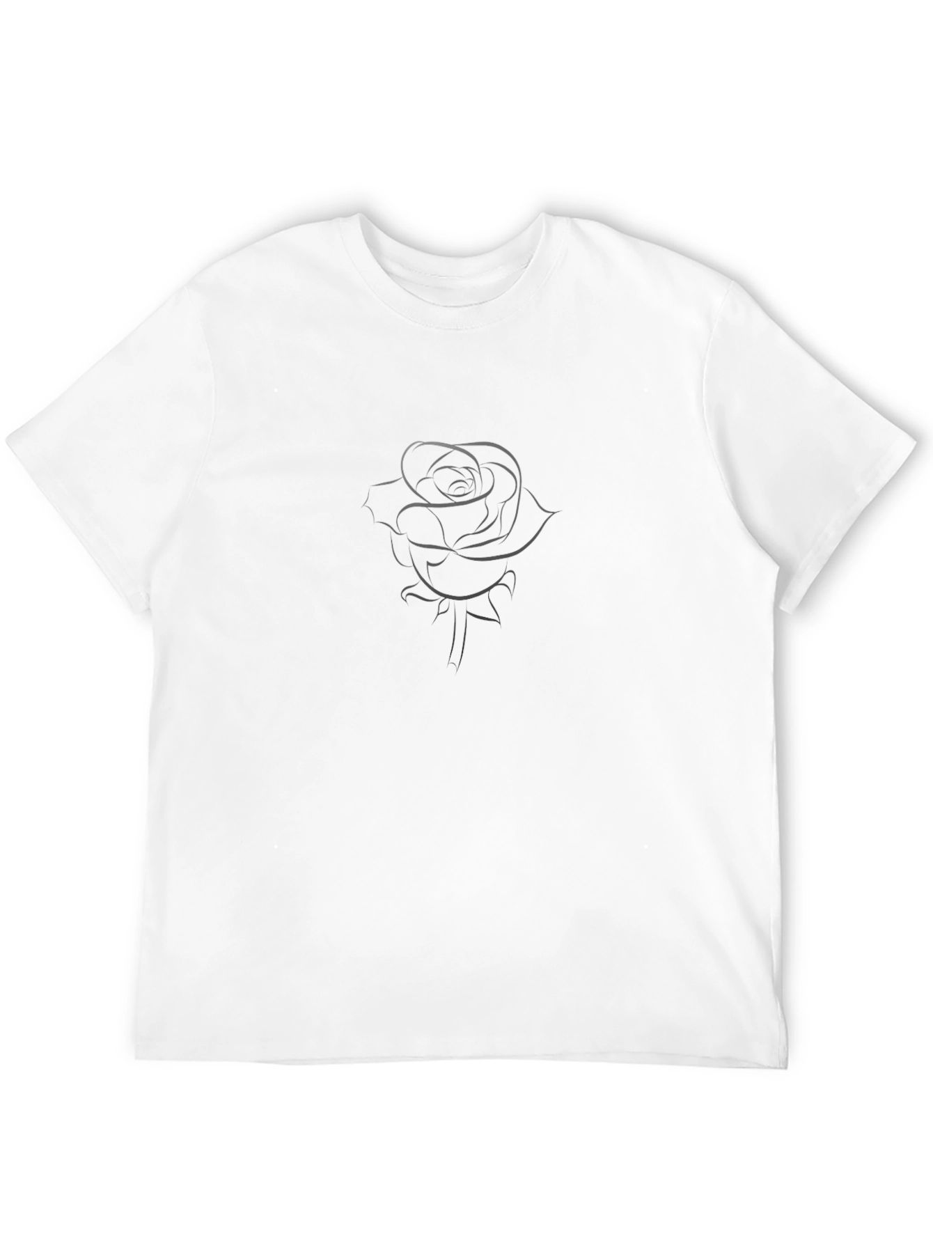 Rose Outline Graphic Black T-Shirt