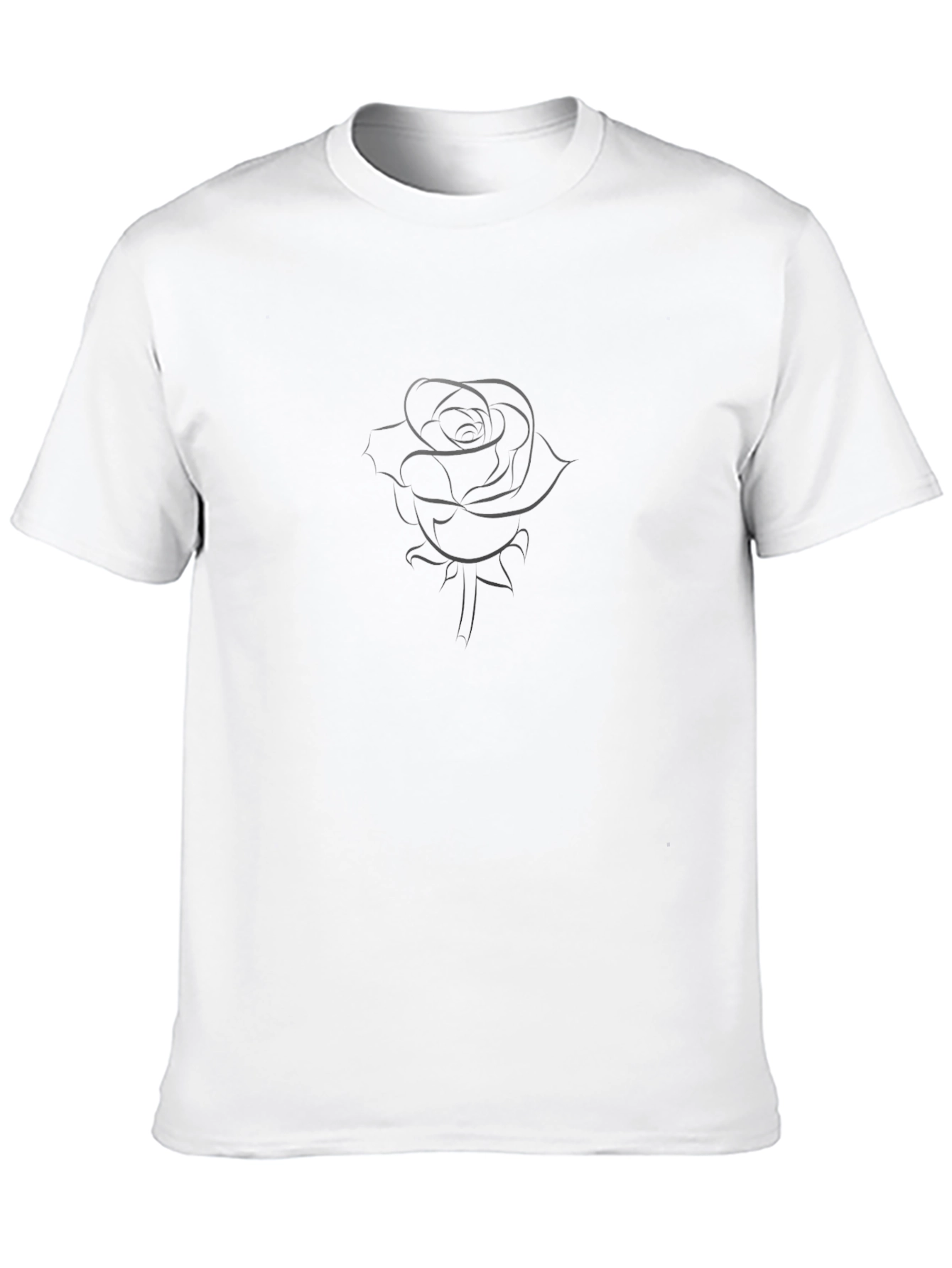 Rose Outline Graphic Black T-Shirt