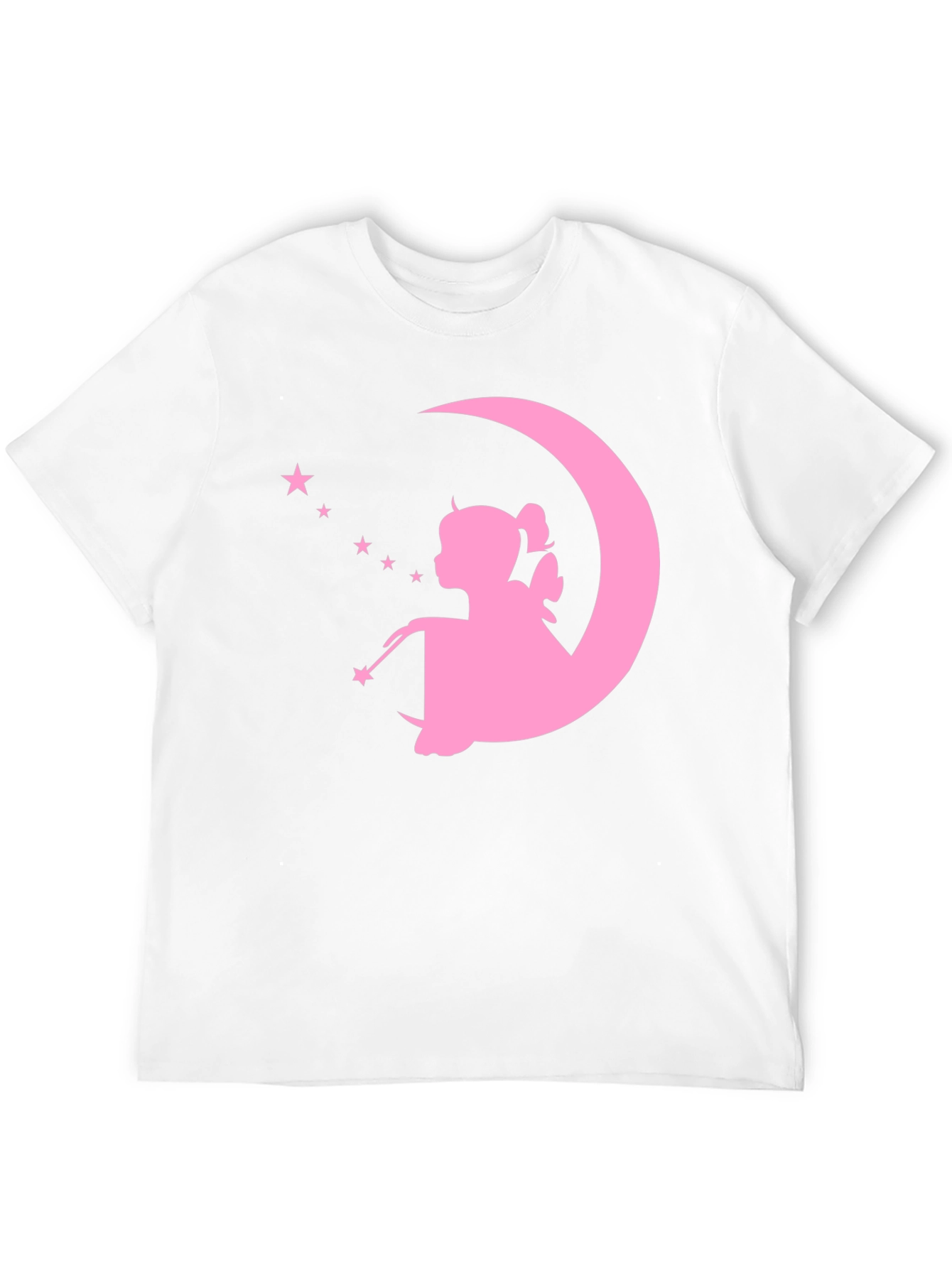 Magical Fairy Moon Graphic Tee - Black Cotton T-Shirt