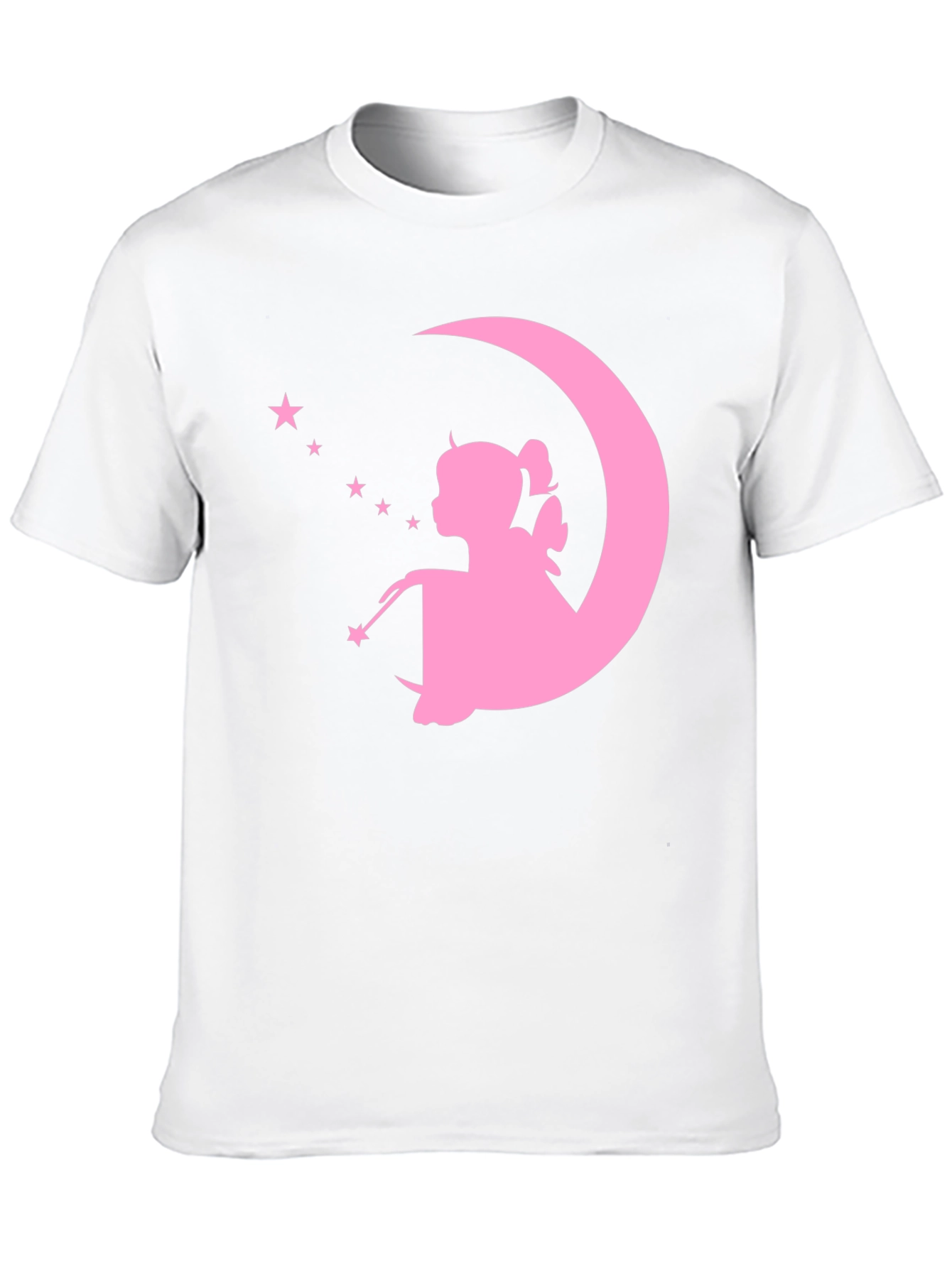 Magical Fairy Moon Graphic Tee - Black Cotton T-Shirt